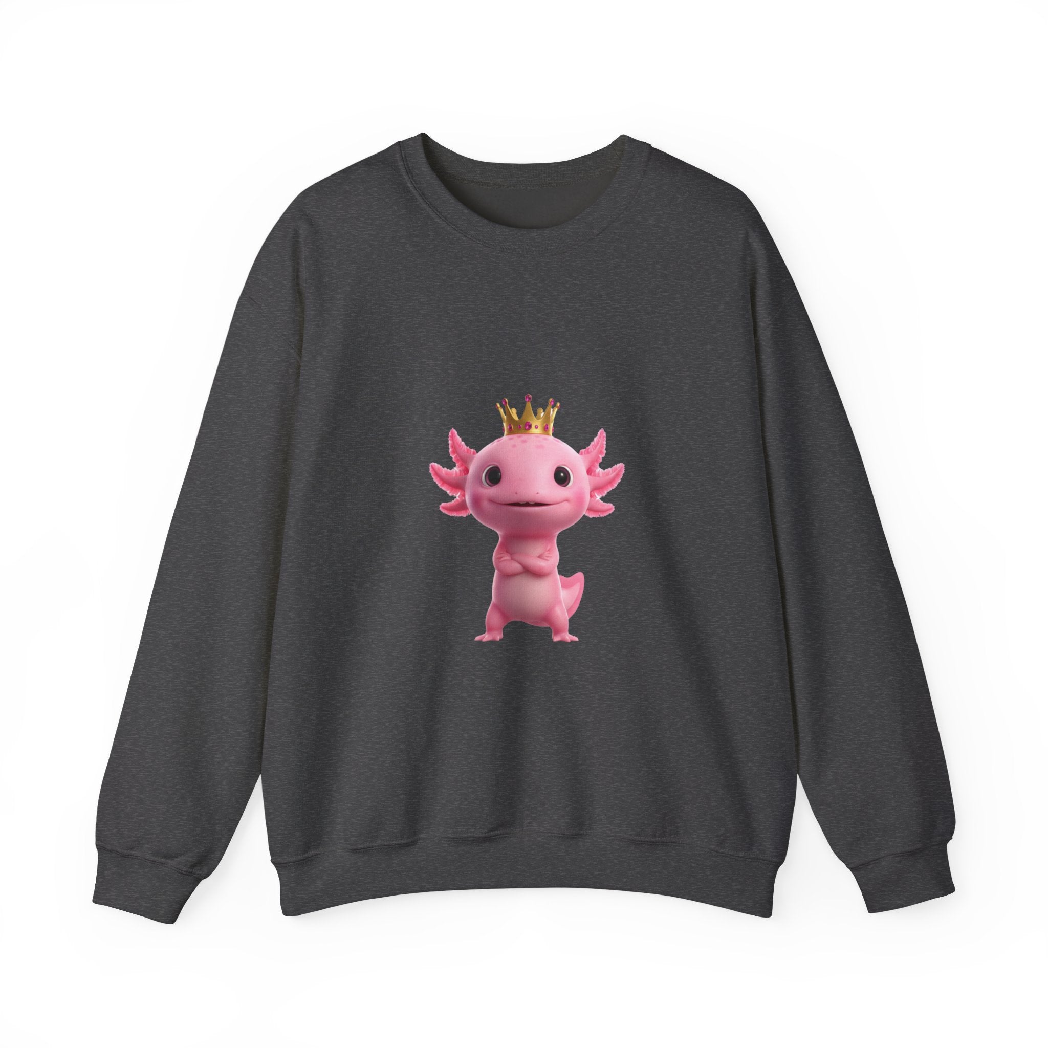 Axolotl Royal Crewneck Sweatshirt — Cute Pink Axolotl with Crown