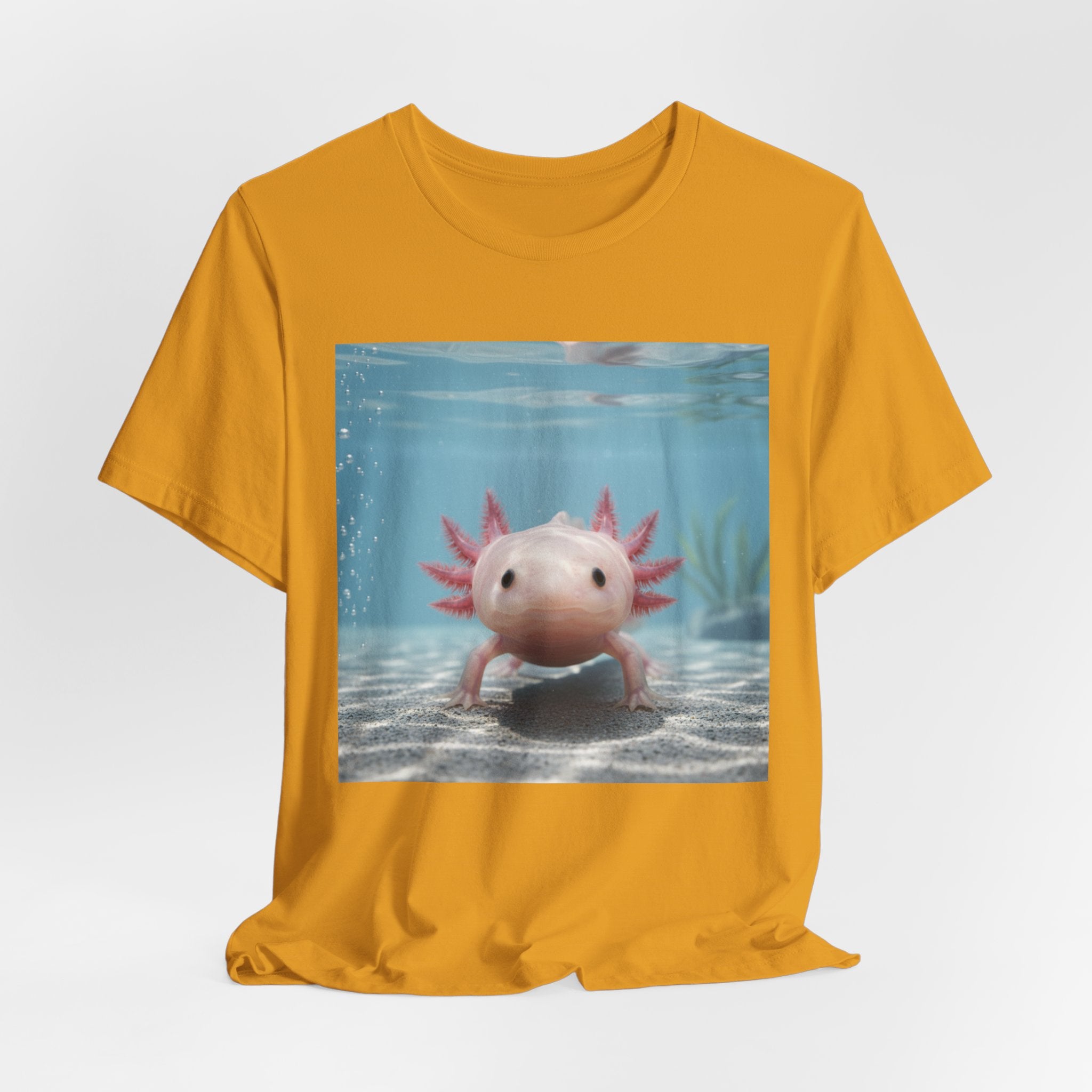 Axolotl Smiles Underwater Tee — Cute Pink Axolotl Graphic T‑Shirt