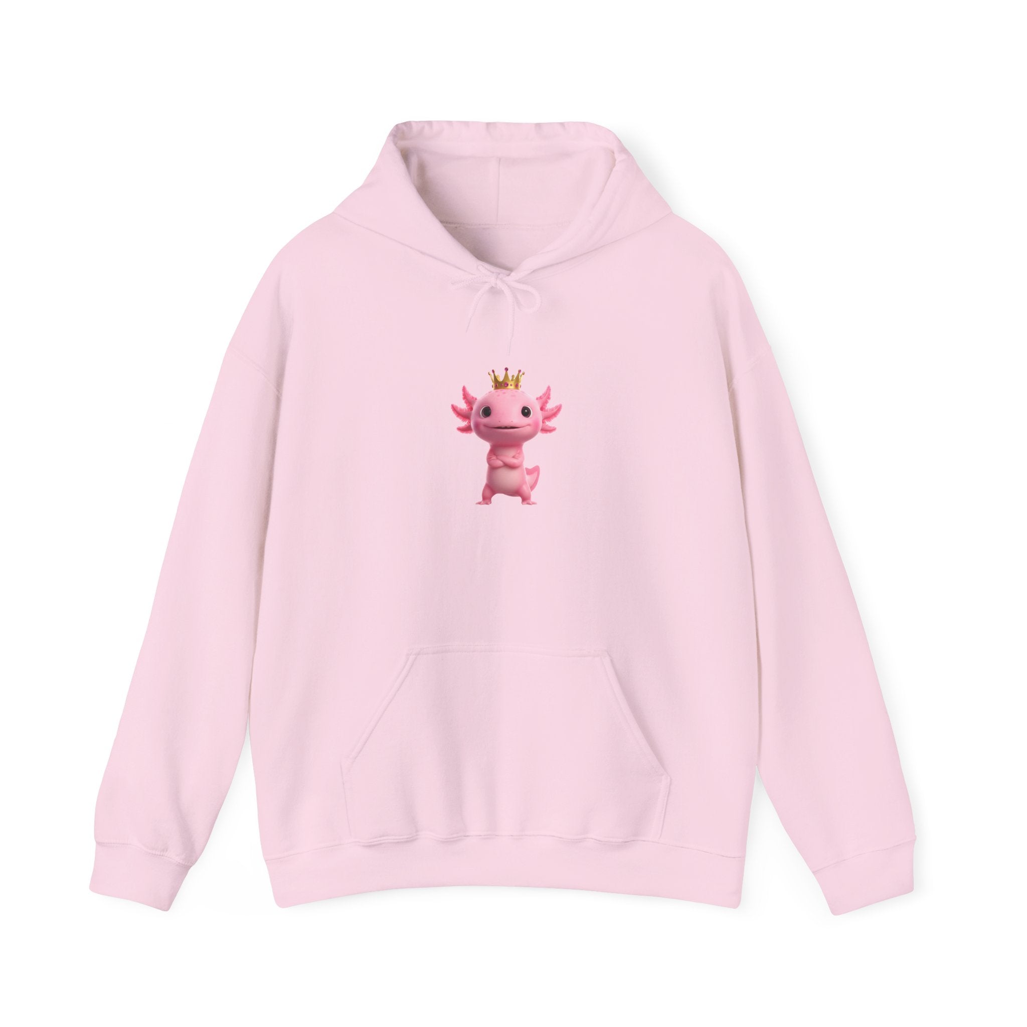 Axolotl Royal Hoodie — Cute Pink Axolotl with Crown Pullover