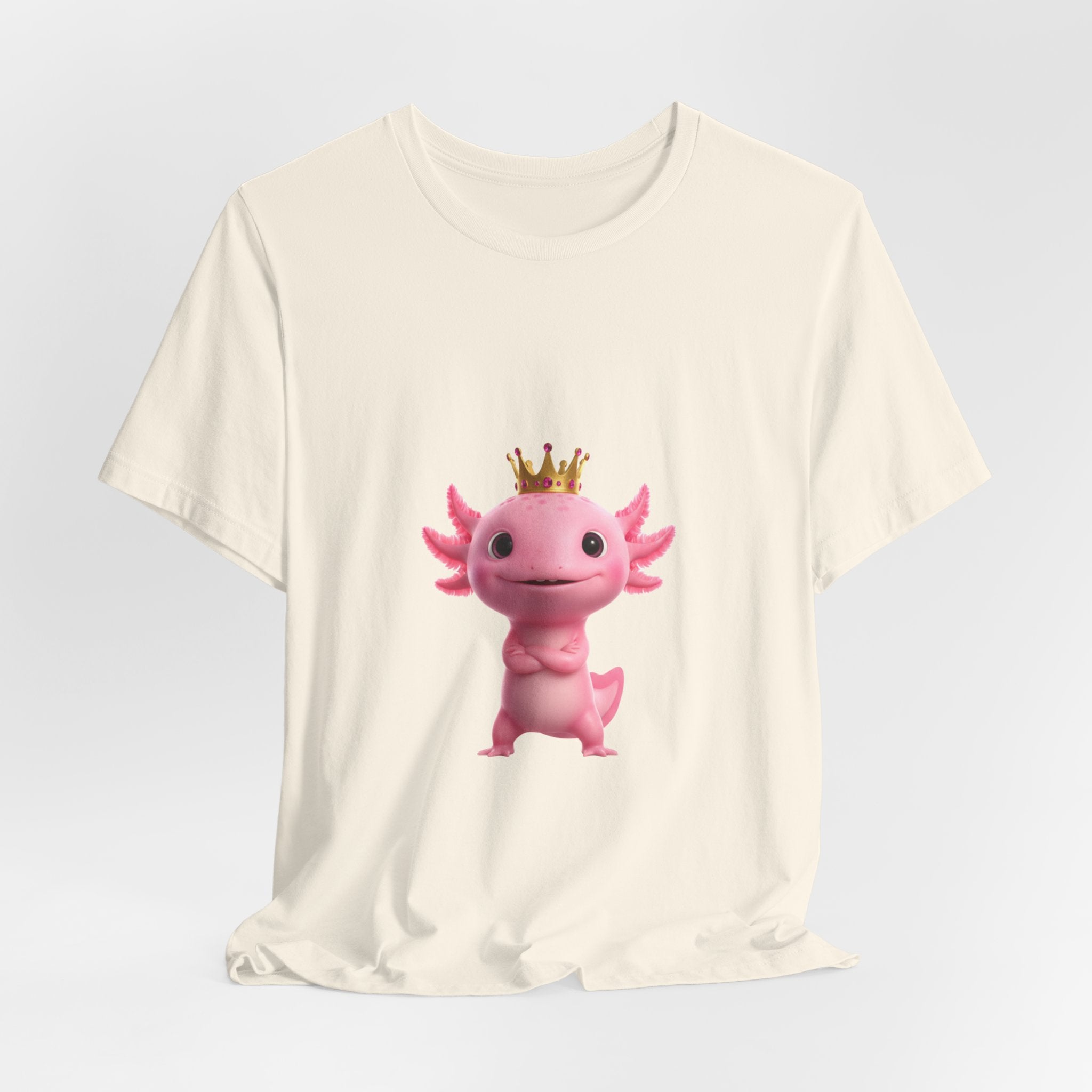 Axolotl King T-Shirt — Cute Pink Axolotl with Crown Tee