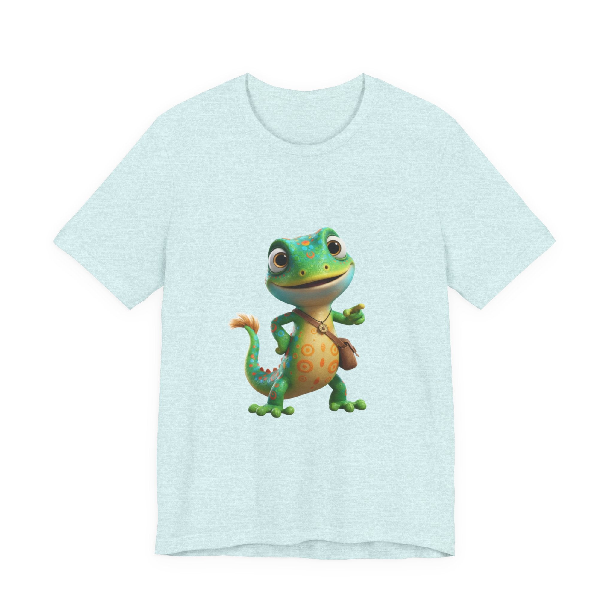 Cute Cartoon Gecko T‑Shirt — Friendly Green Lizard Graphic Tee