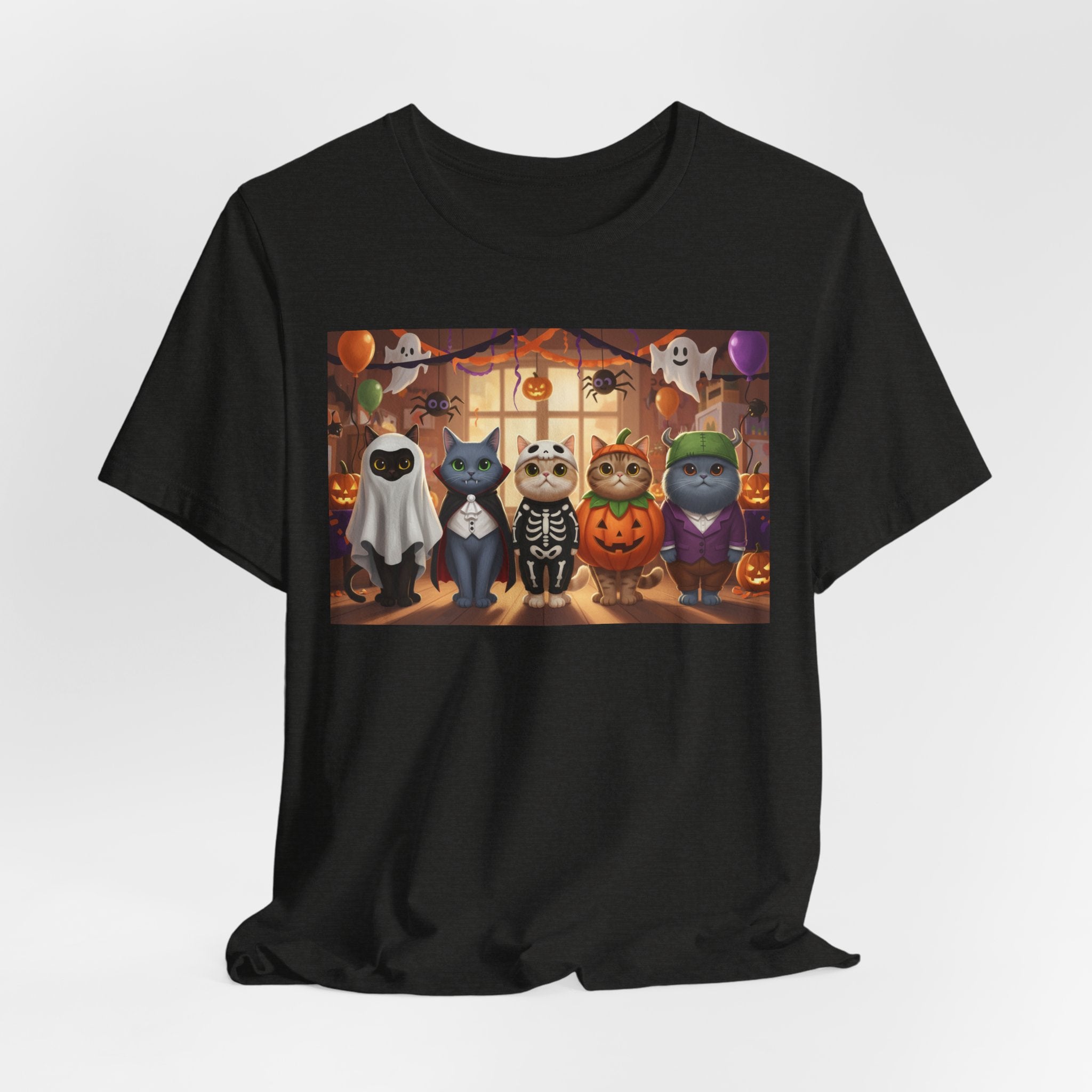 Cats Halloween Costume Tee — Cute Kittens in Pumpkin, Skeleton & Ghost Costumes