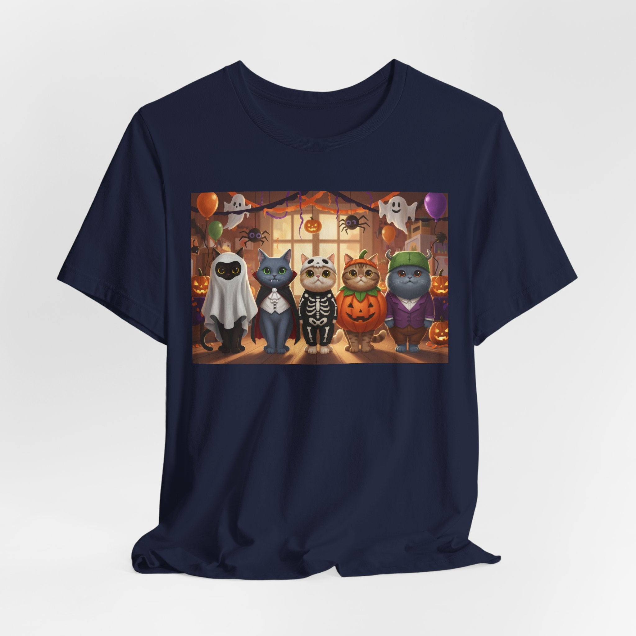Cats Halloween Costume Tee — Cute Kittens in Pumpkin, Skeleton & Ghost Costumes