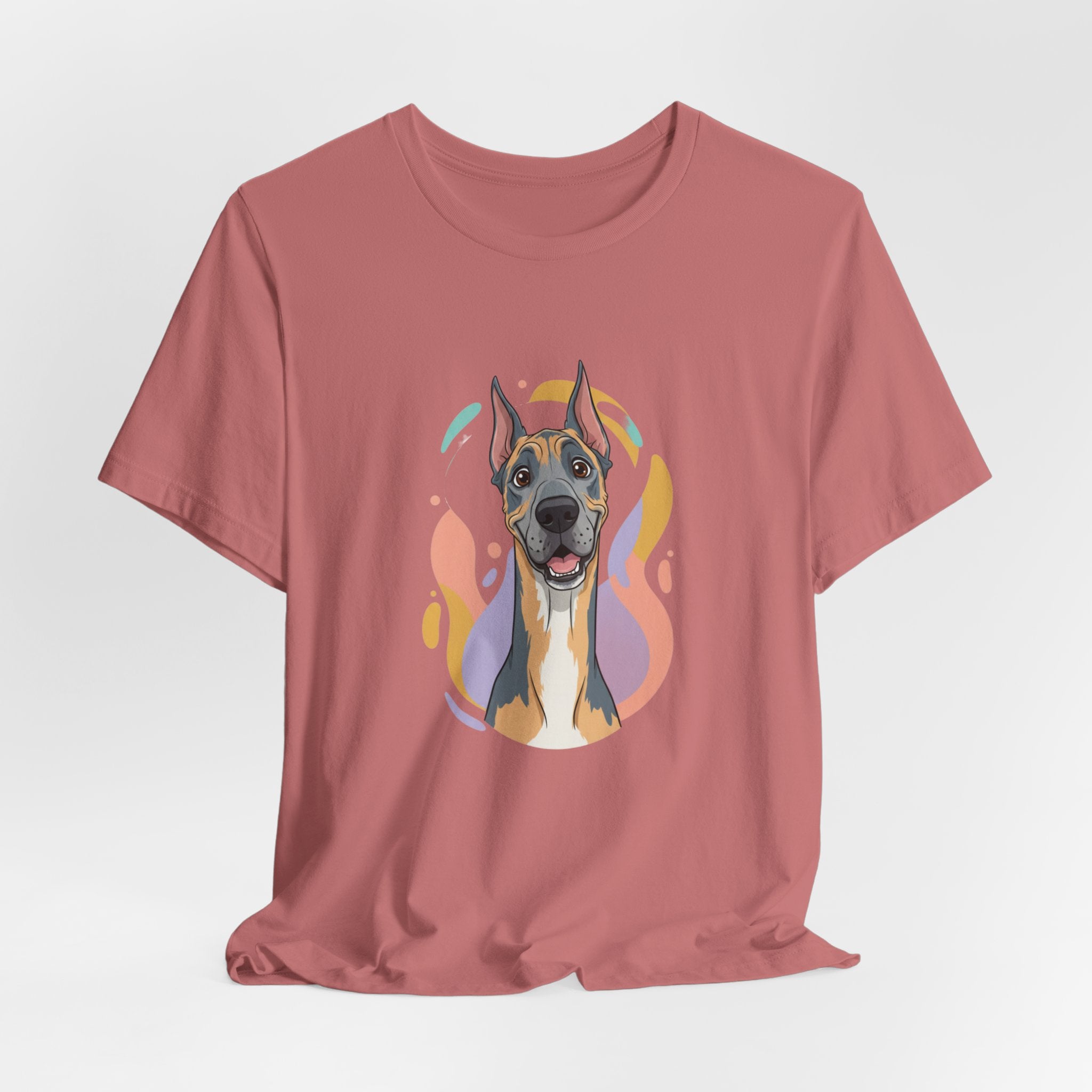 Great Dane Portrait Tee — Colorful Modern Dog Illustration T‑Shirt
