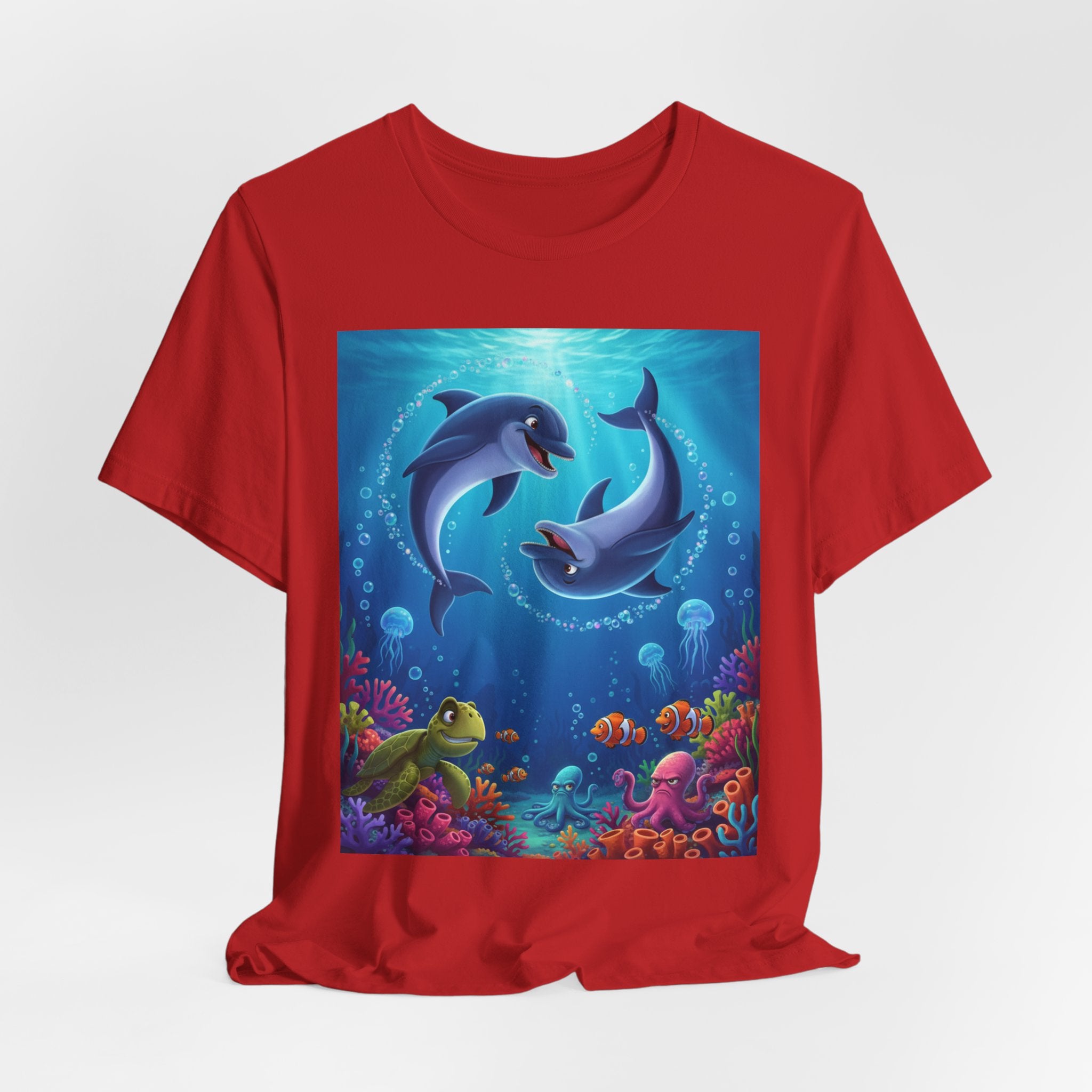 Dolphin Underwater Scene T-Shirt — Playful Ocean Wildlife Tee