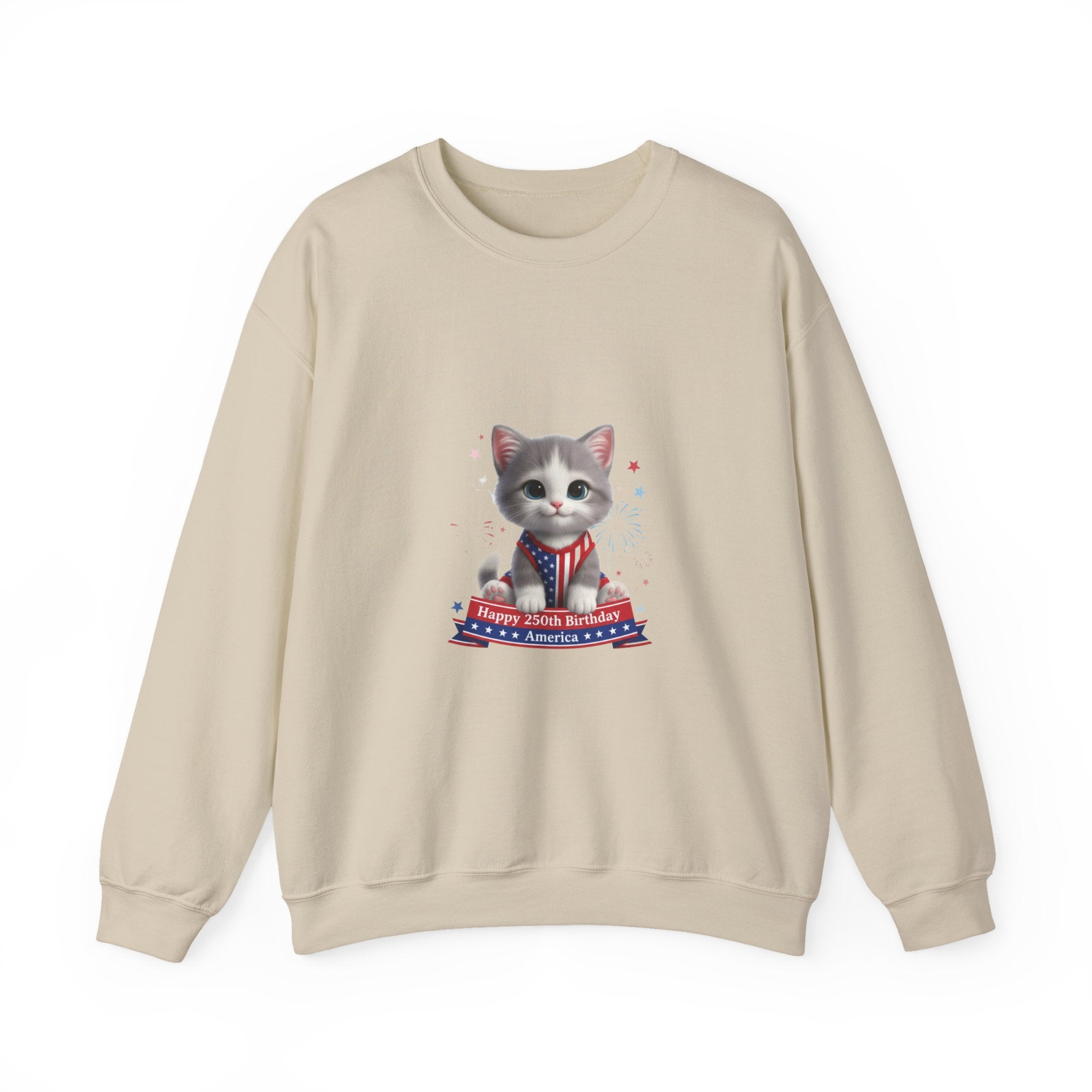 Patriotic Kitten Crewneck Sweatshirt – Cute 4th of July Cat Design