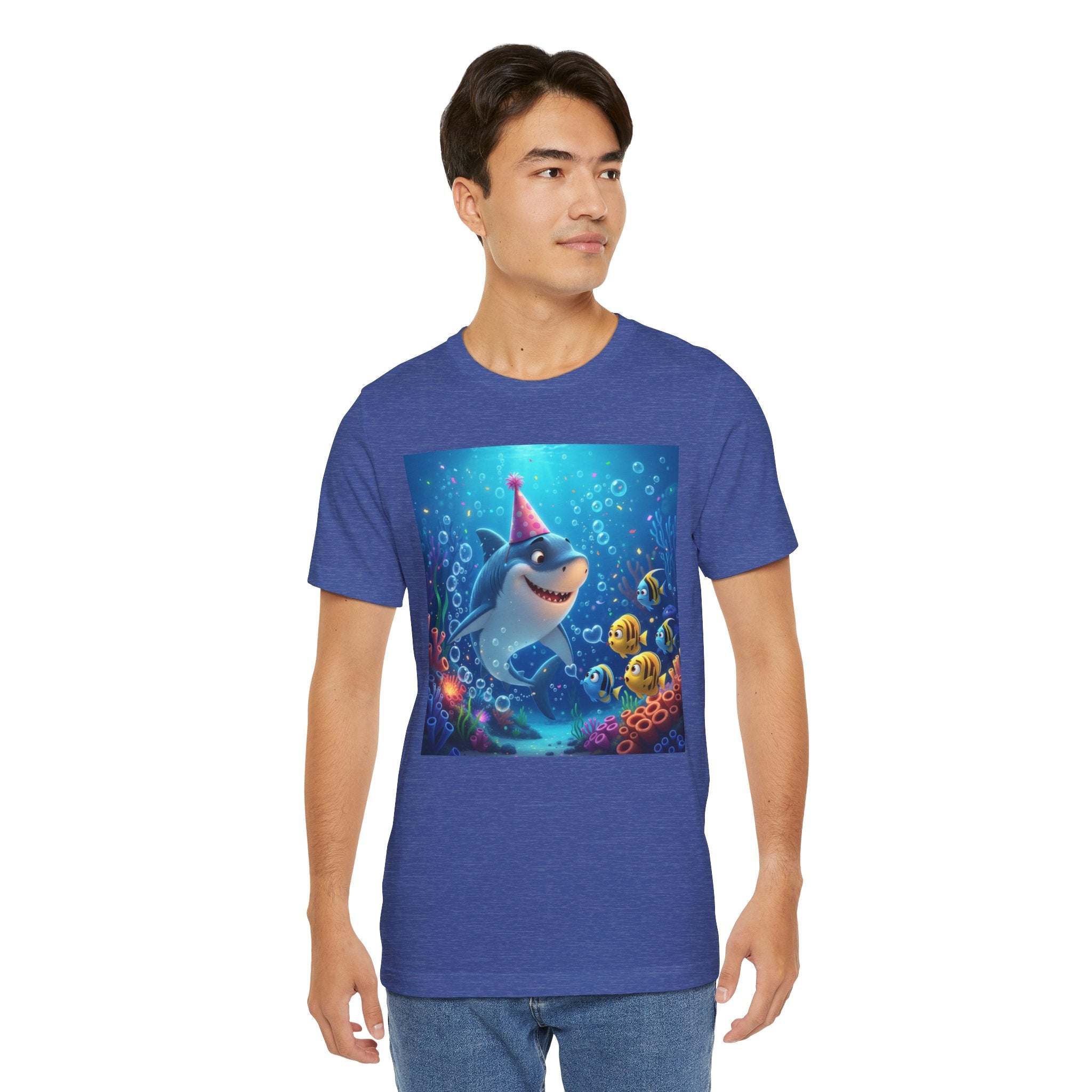 Shark Birthday Party Tee — Cute Shark with Party Hat Kids Graphic T-Shirt