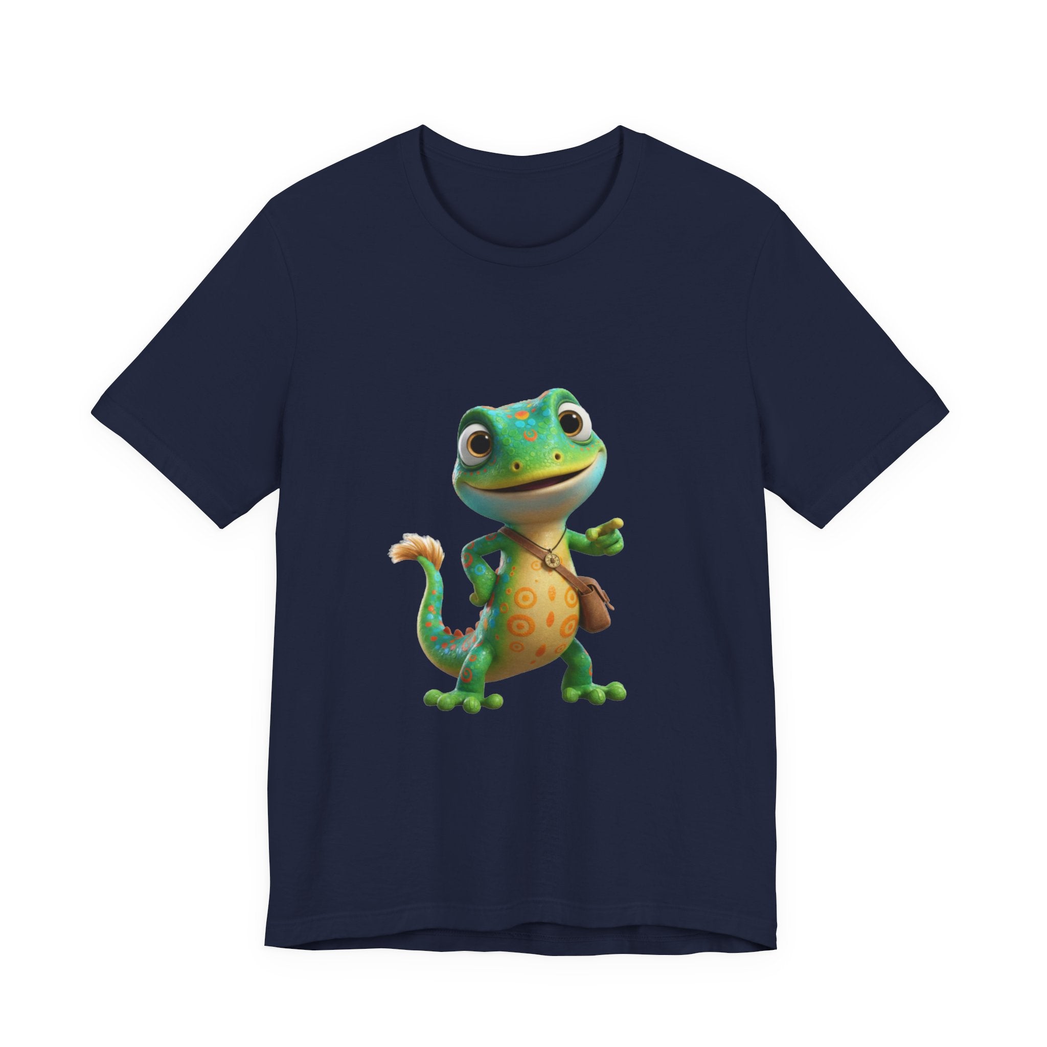 Cute Cartoon Gecko T‑Shirt — Friendly Green Lizard Graphic Tee
