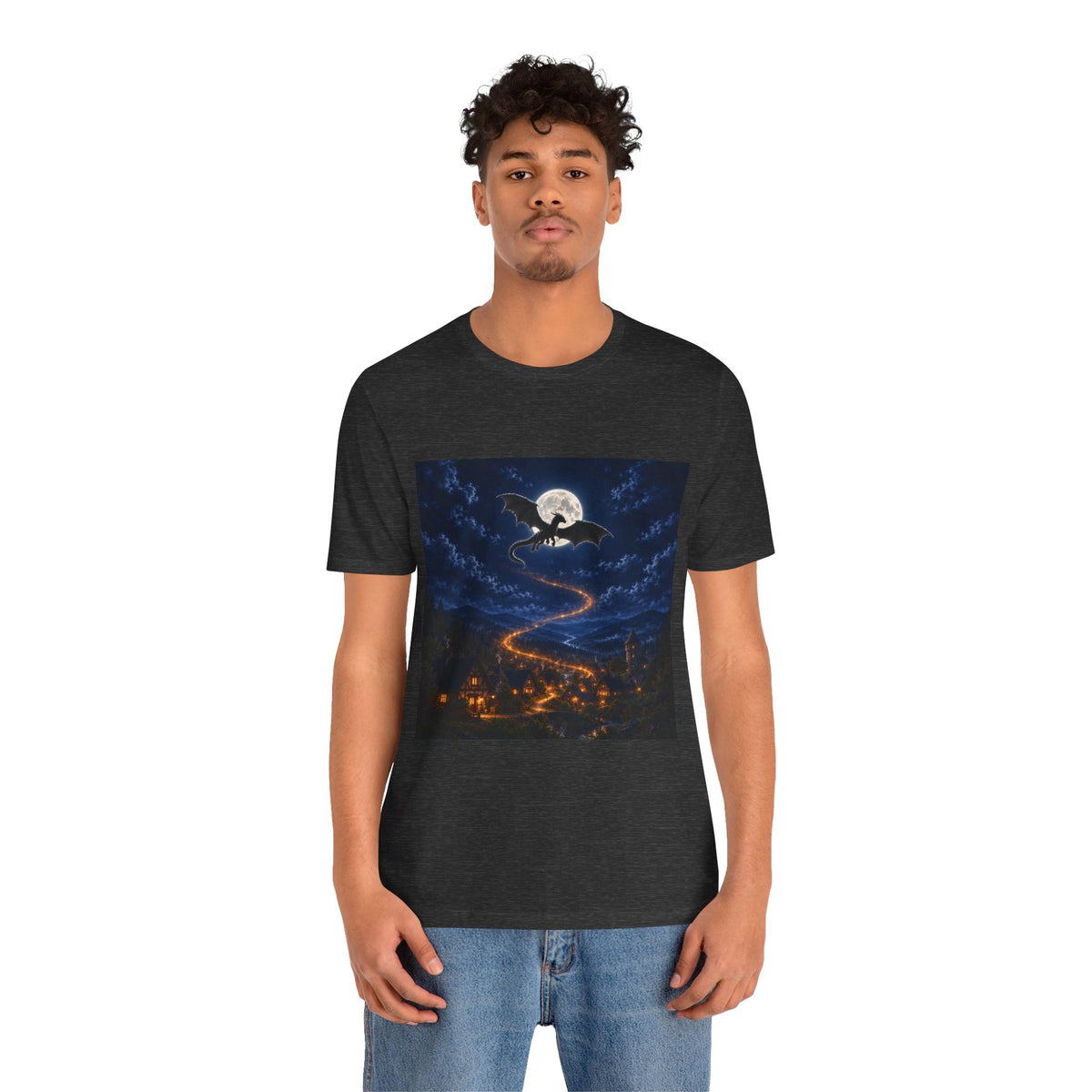 Dragon Moonflight T‑Shirt — Night Sky Fantasy Tee