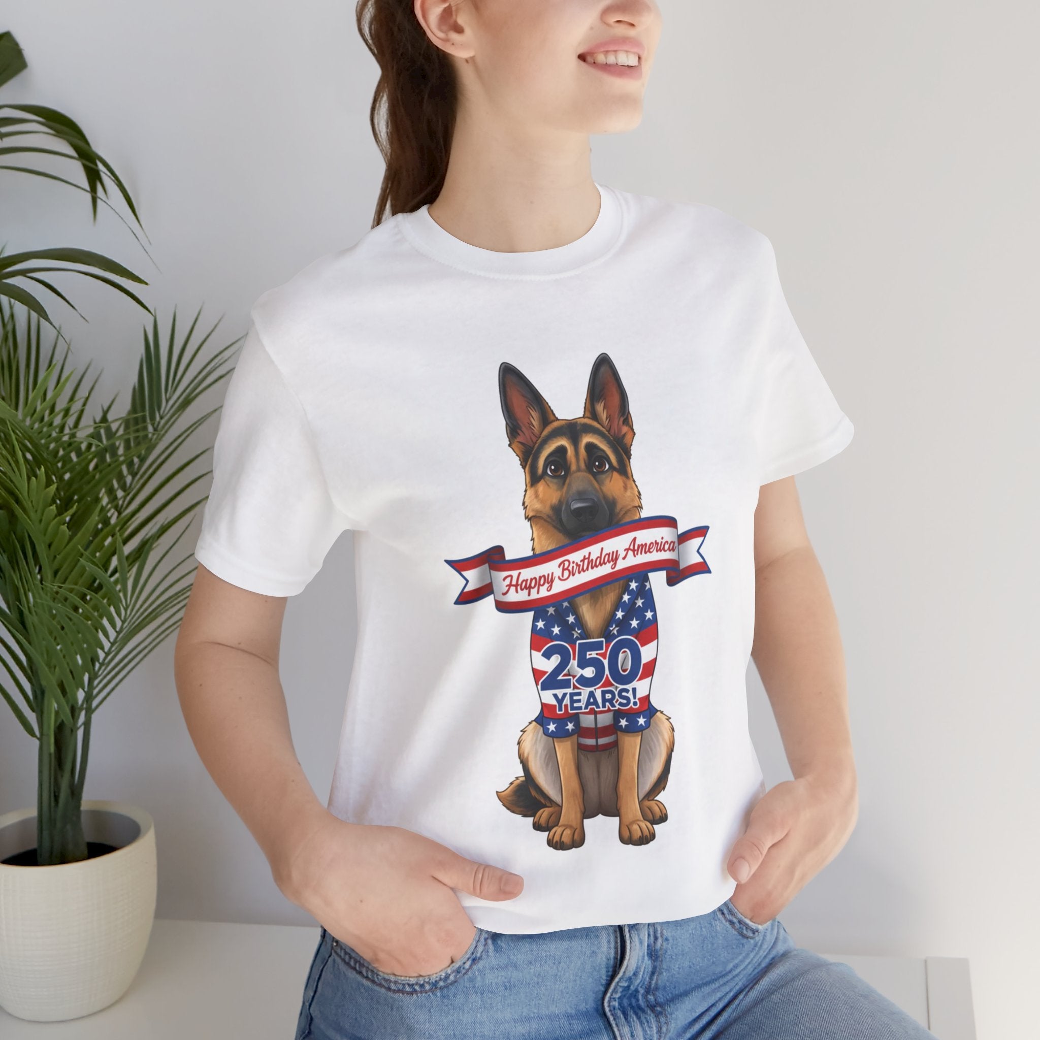 German Shepherd 250 Years 'Happy Birthday America' T-Shirt