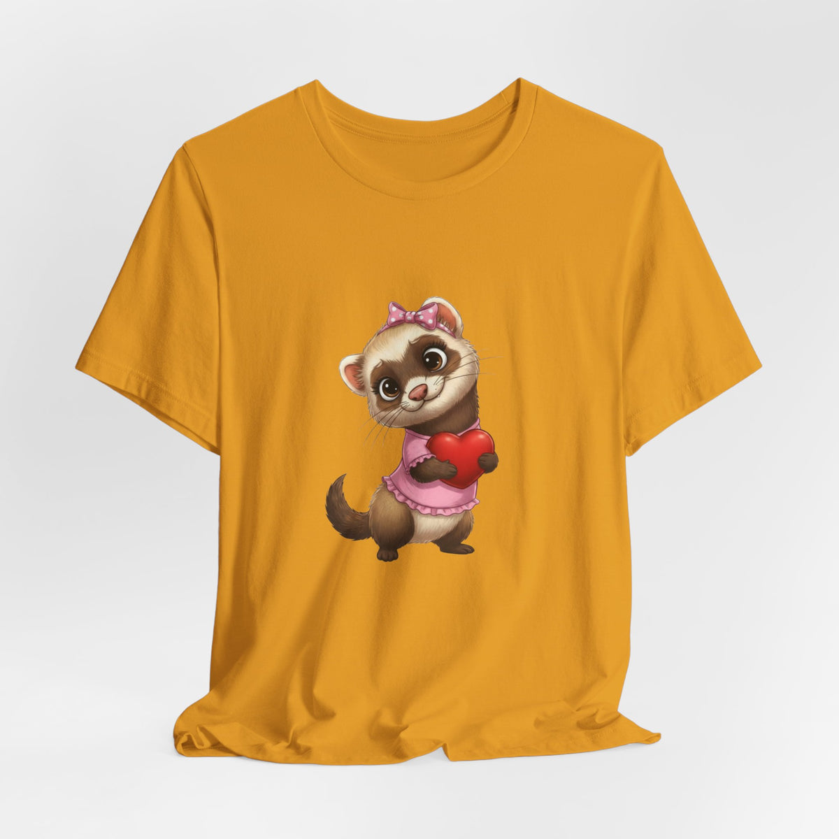Ferret Holding Heart Tee — Valentine’s Day Kids & Women’s Graphic Shirt