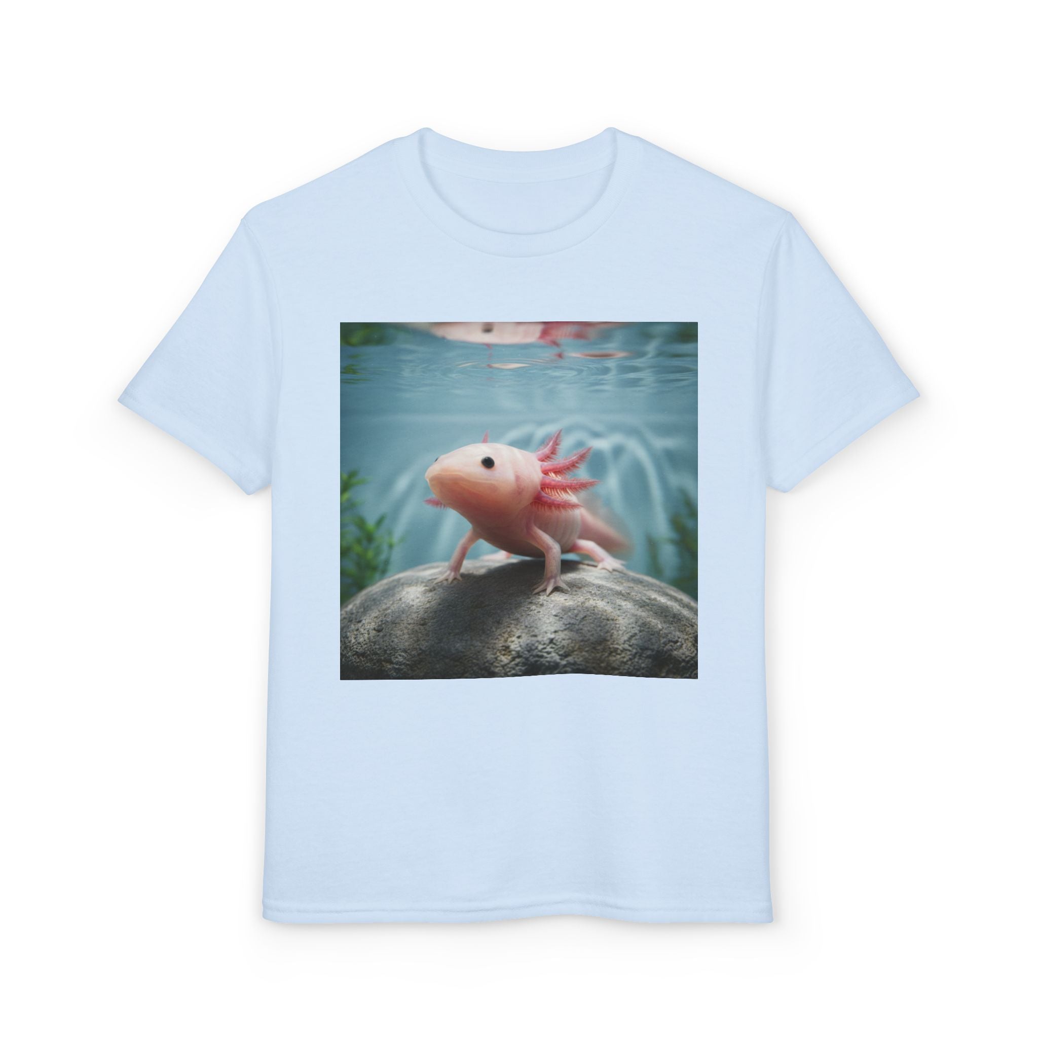 Axolotl Kids T‑Shirt – Cute Pink Axolotl Aquarium Design