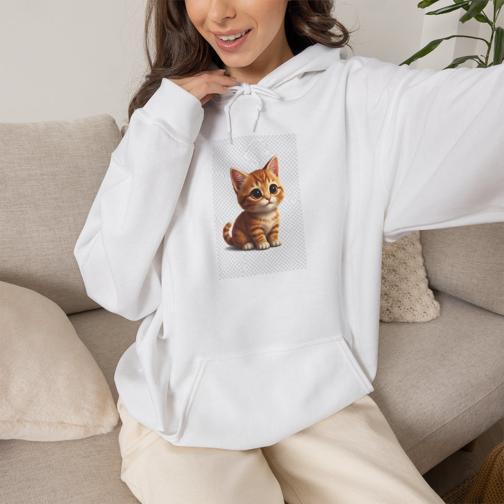 Cute Ginger Kitten Hoodie — Adorable Cat Illustration Pullover