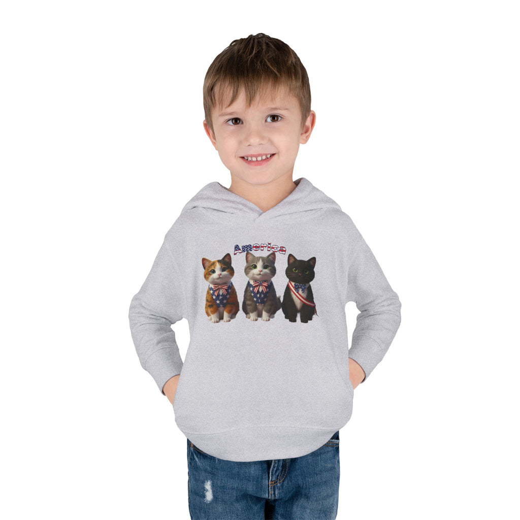 Kitties Toddler Hoodie — Patriotic Kittens "America" Fleece Pullover