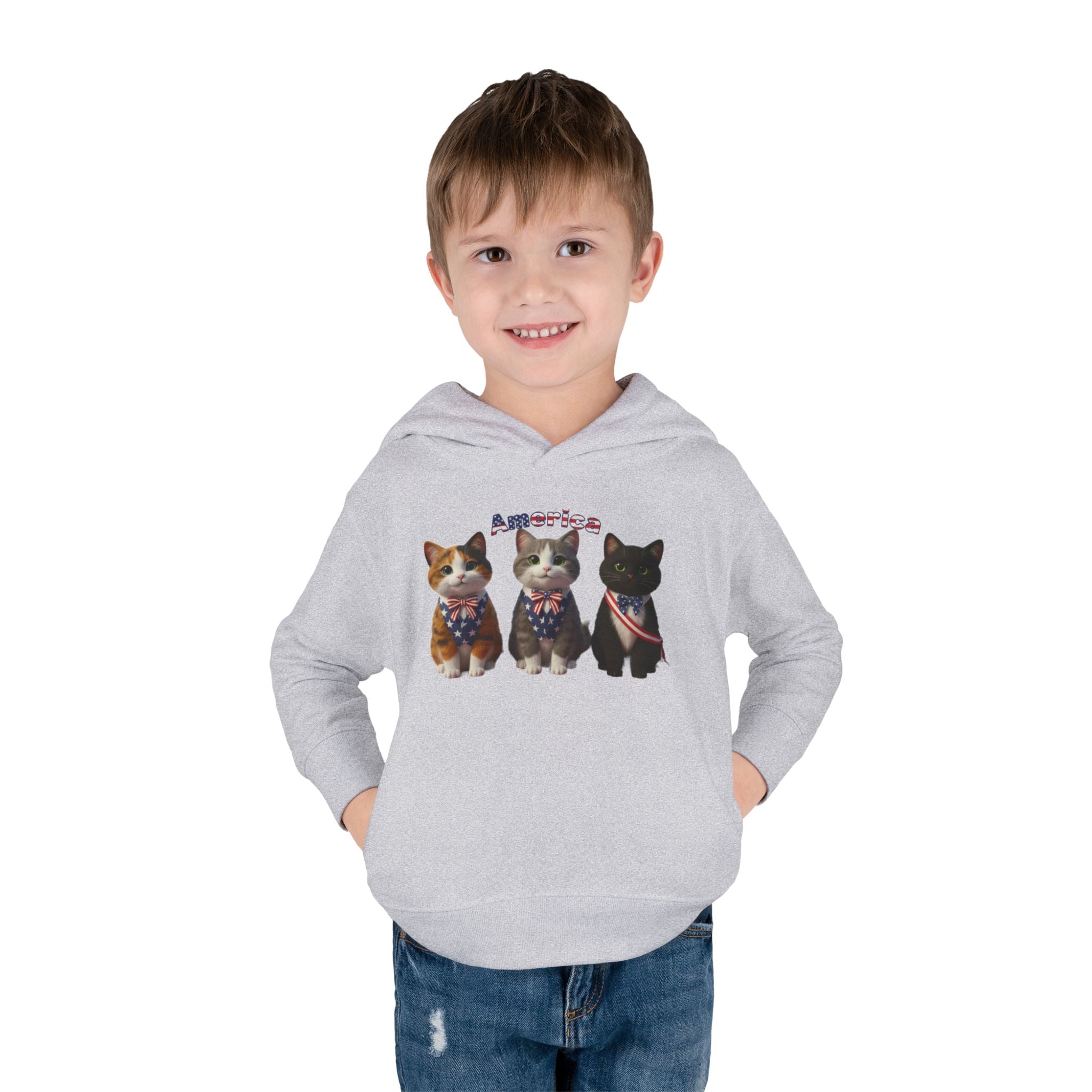 Kitties Toddler Hoodie — Patriotic Kittens "America" Fleece Pullover