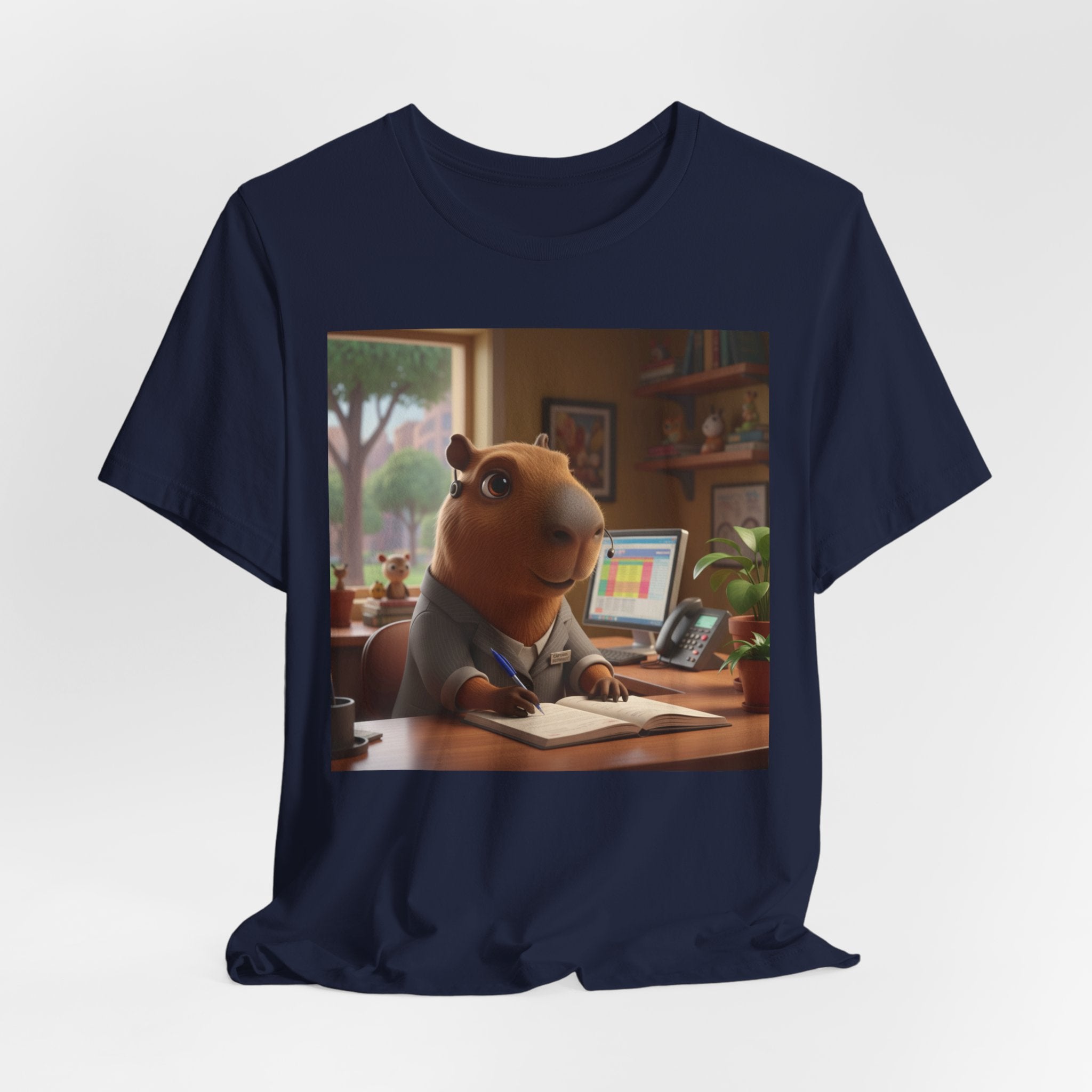 Capybara Receptionist — Cute Capybara Office Animal Illustration T-Shirt