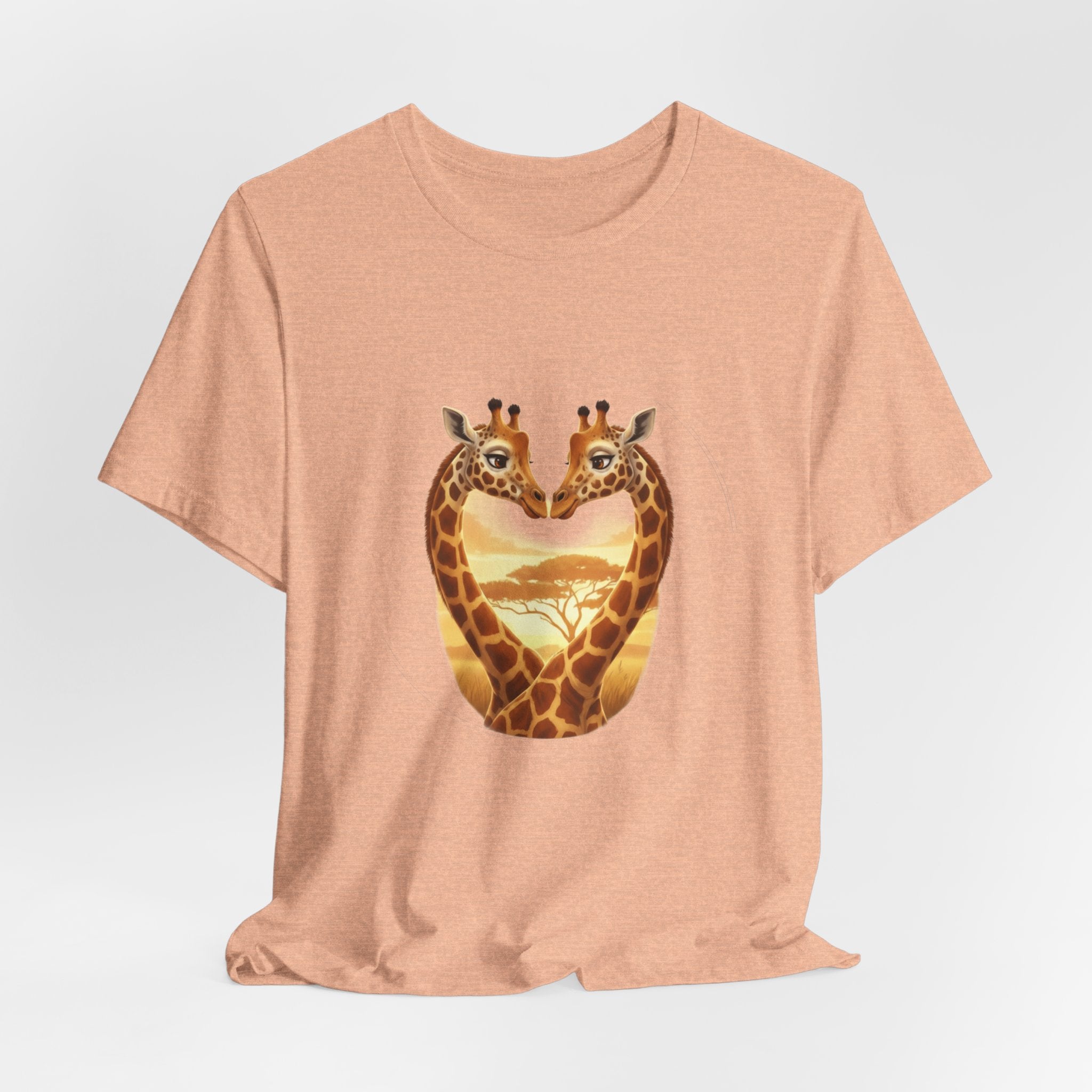Giraffe Heart Tee — Sunset Safari Animal Graphic Shirt