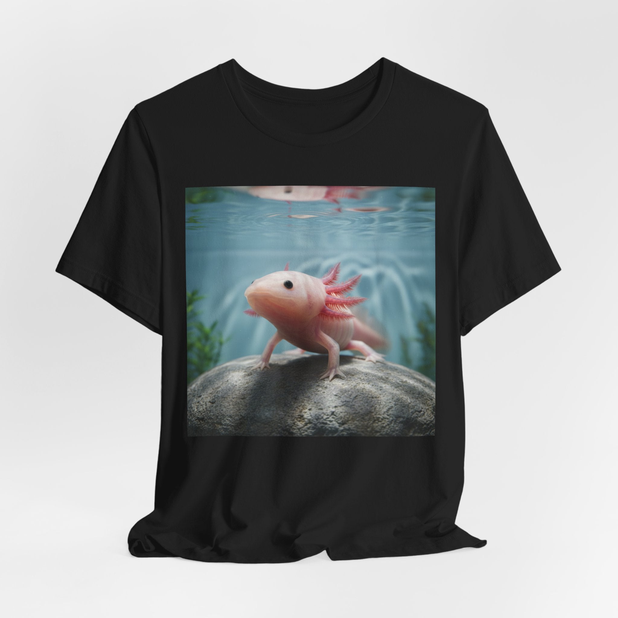 Axolotl Aquarium T‑Shirt — Cute Pink Axolotl Underwater Graphic Tee