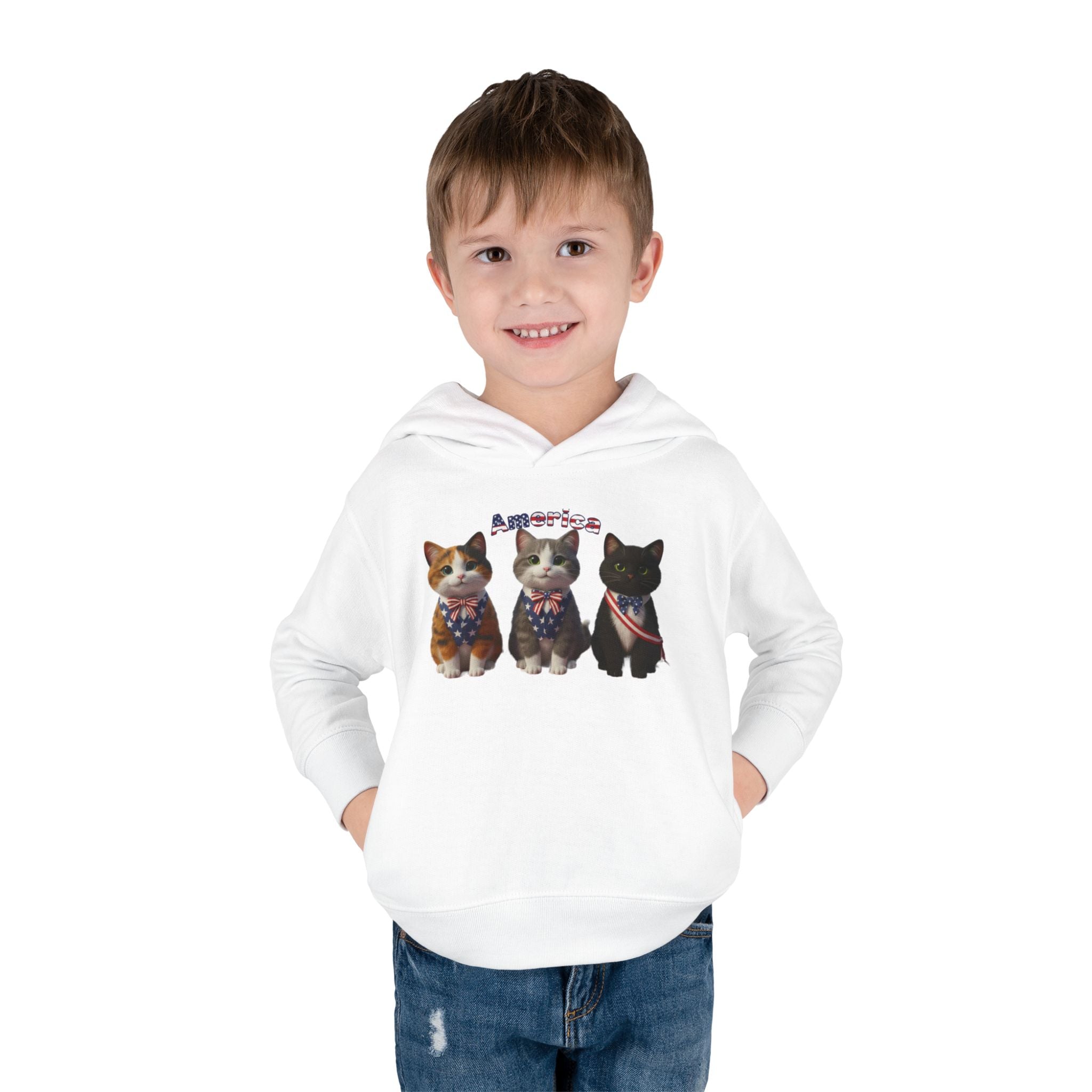 Kitties Toddler Hoodie — Patriotic Kittens "America" Fleece Pullover