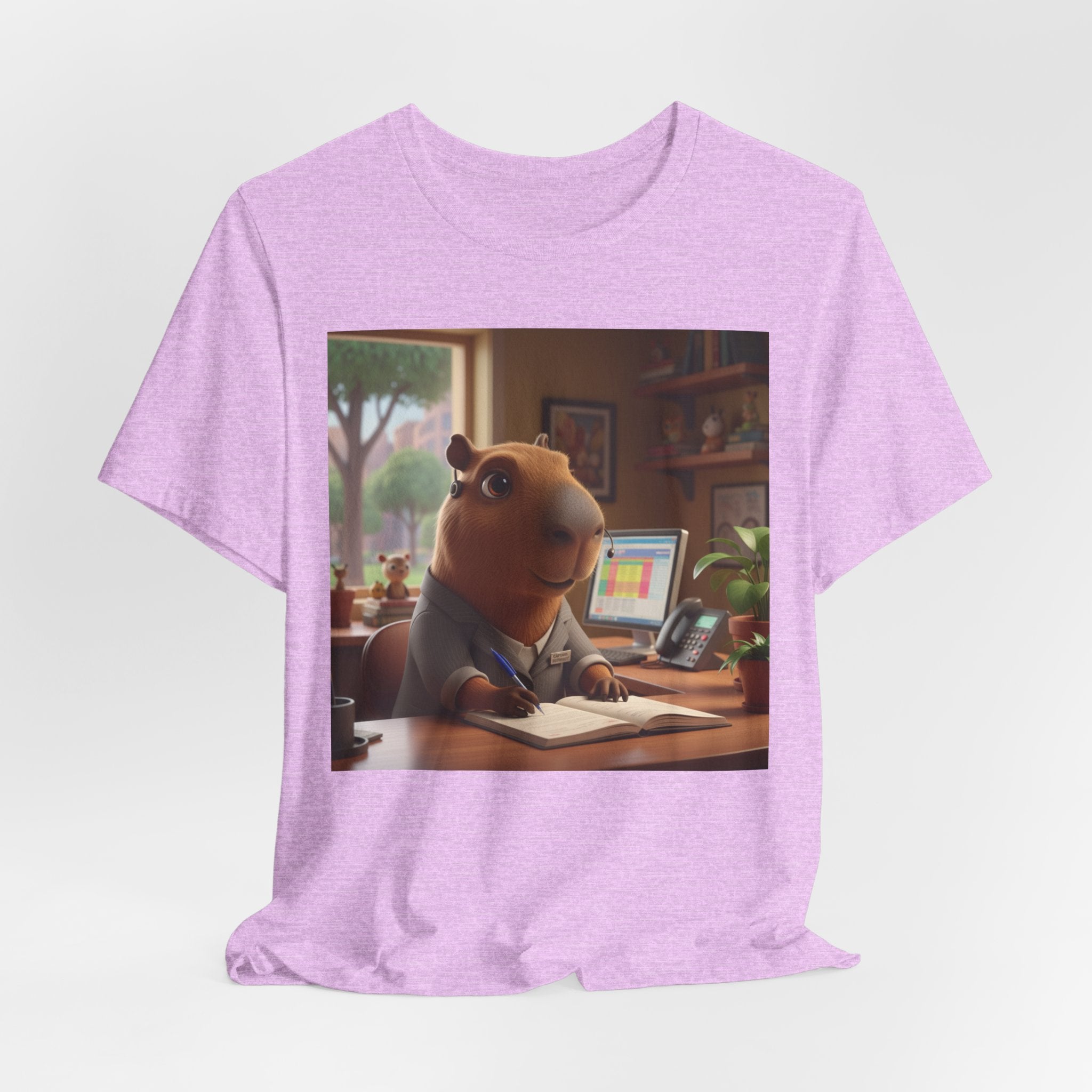 Capybara Receptionist — Cute Capybara Office Animal Illustration T-Shirt