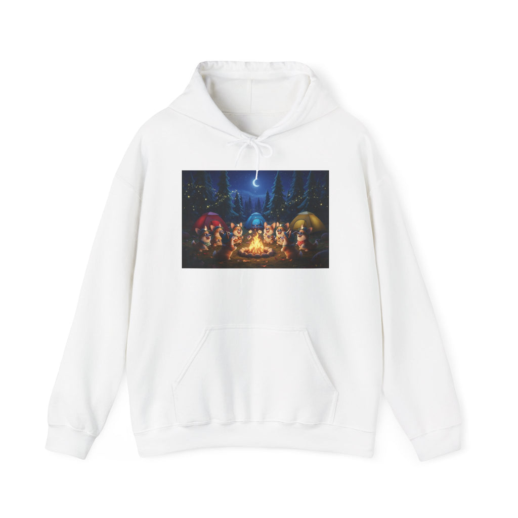 Corgis Camping Hoodie – Cozy Forest Night Campfire Sweatshirt