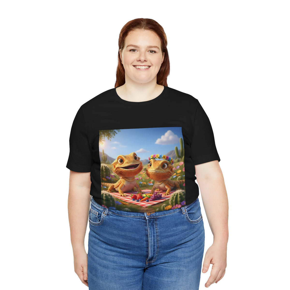 Bearded Dragon Couple Picnic Tee — Cute Cartoon Desert Graphic T-Shirt