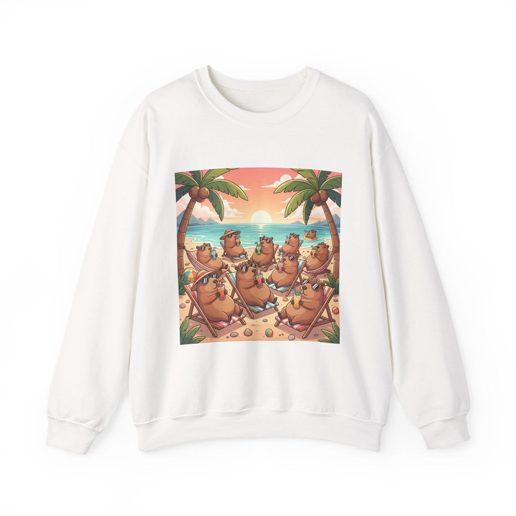 Capybaras on the Beach Sweatshirt — Tropical Beach Party Crewneck