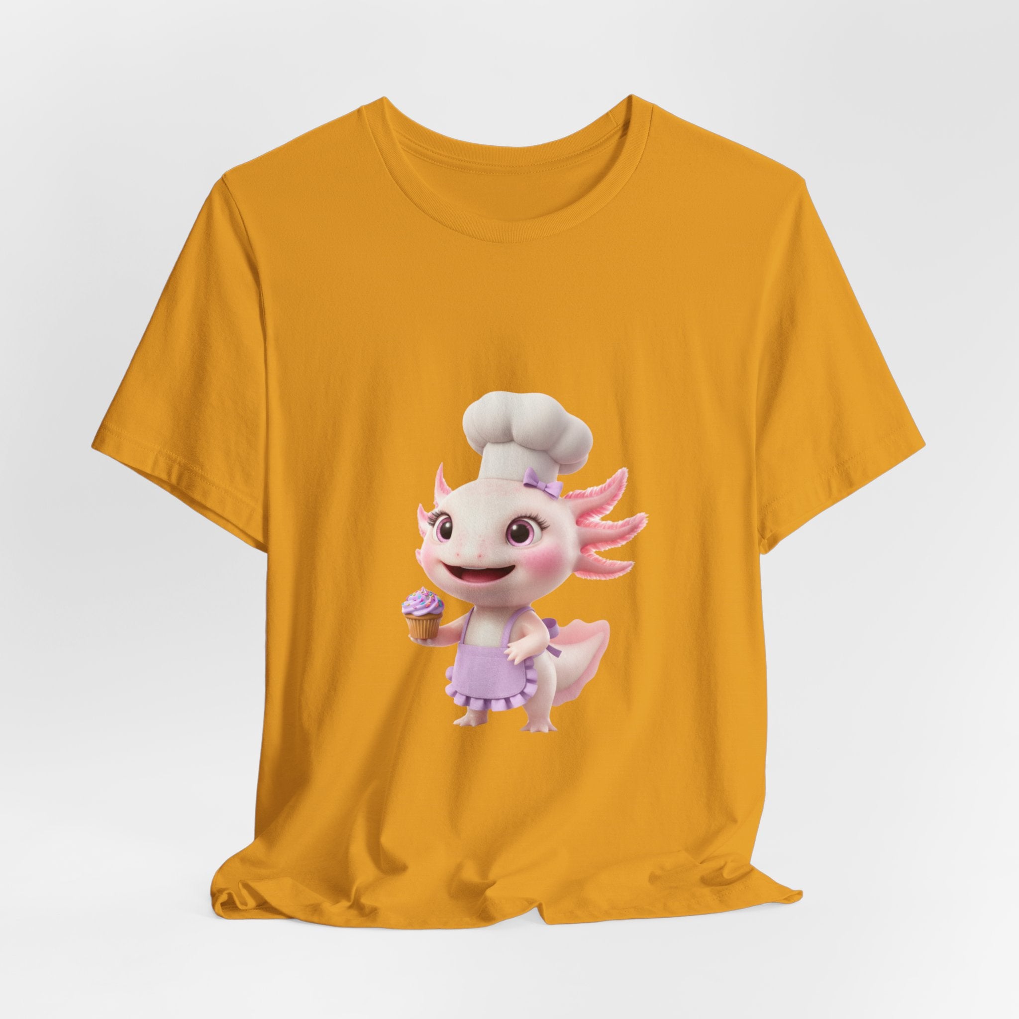 Axolotl Chef Girl T-Shirt — Cute Baking Cartoon Tee for Kids & Fans