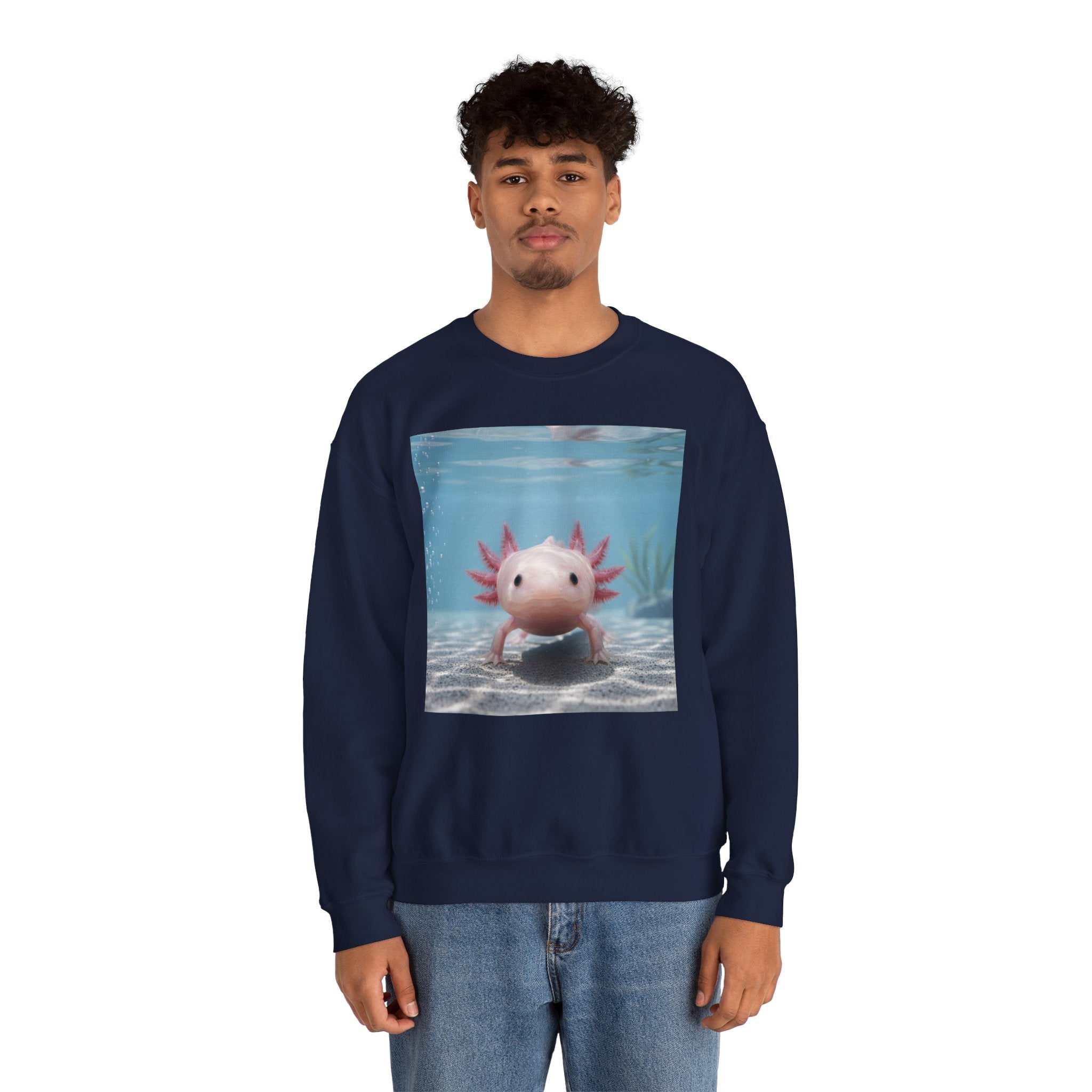 Axolotl Smiles Crewneck Sweatshirt – Cute Underwater Axolotl Pullover