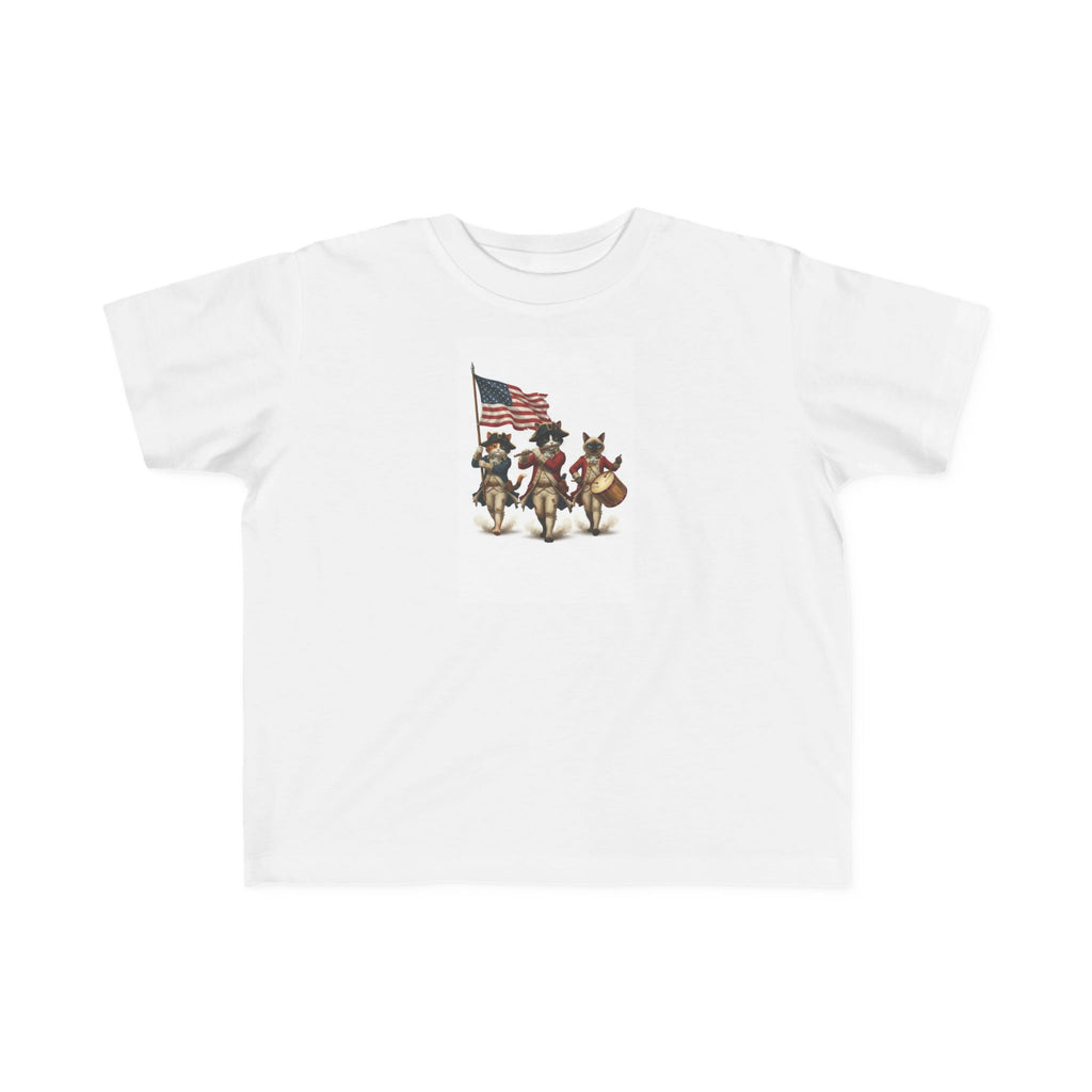 Kitties Toddler Tee — Kids Patriotic Kitties Spirit of 76 with American Flag