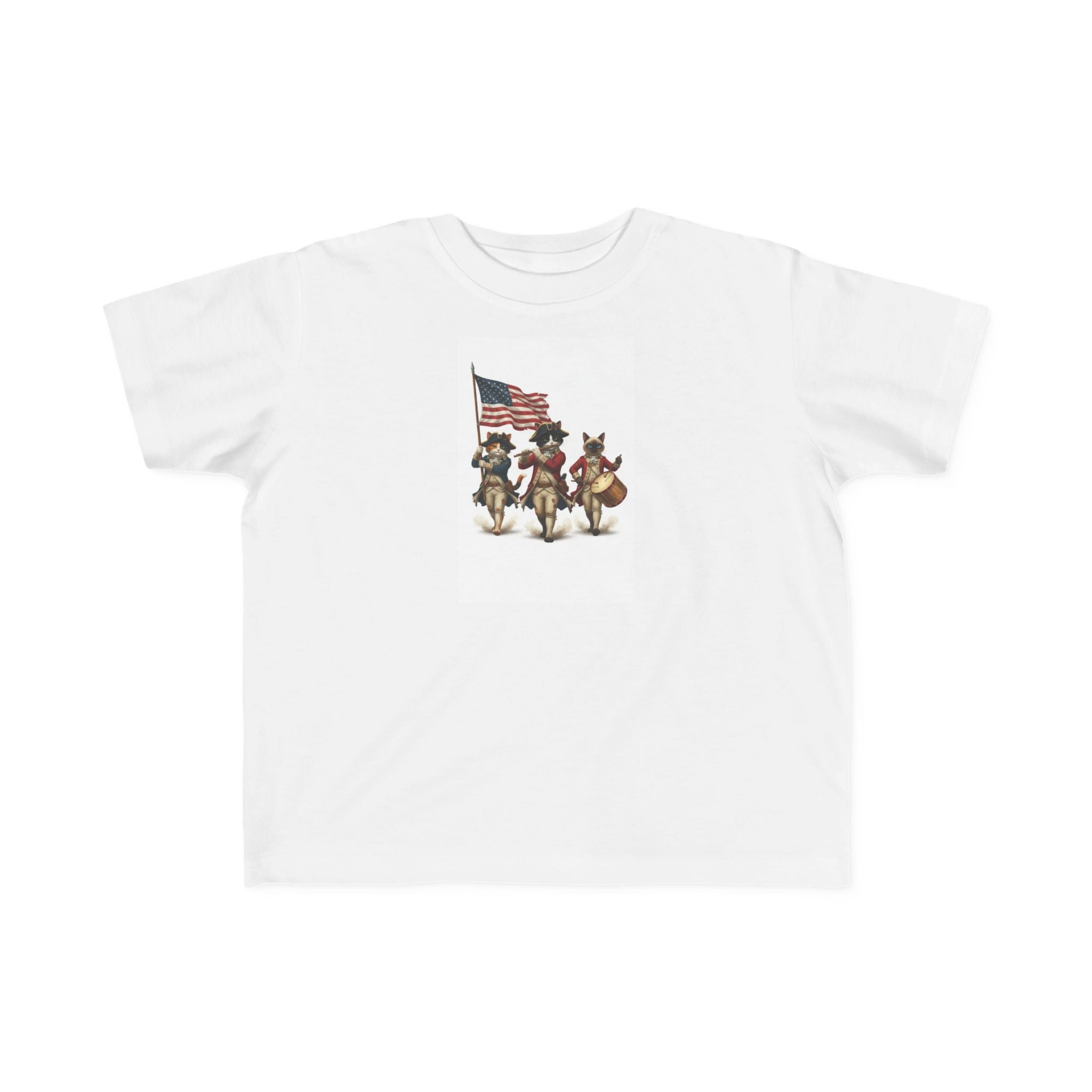 Kitties Toddler Tee — Kids Patriotic Kitties Spirit of 76 with American Flag