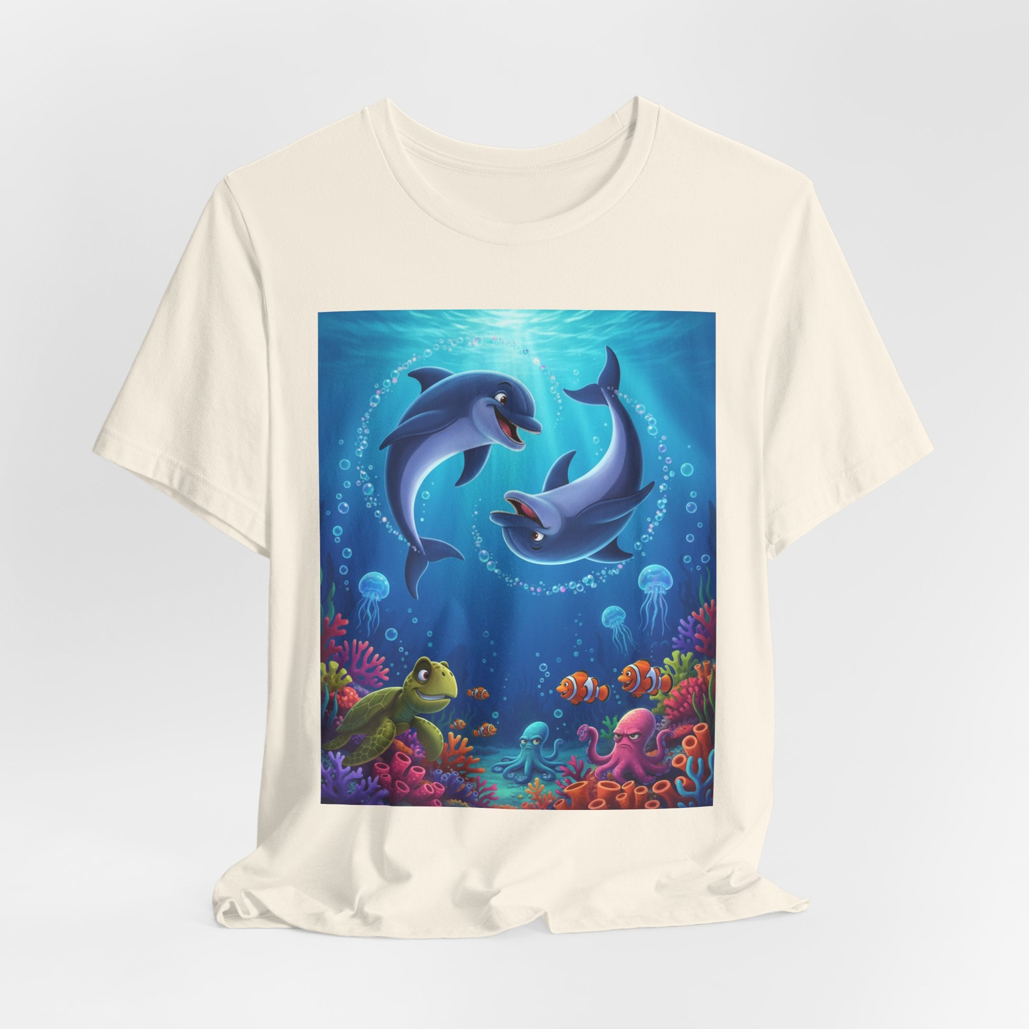 Dolphin Underwater Scene T-Shirt — Playful Ocean Wildlife Tee