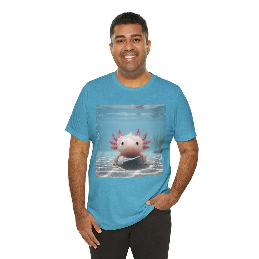 Axolotl Smiles Underwater Tee — Cute Pink Axolotl Graphic T‑Shirt