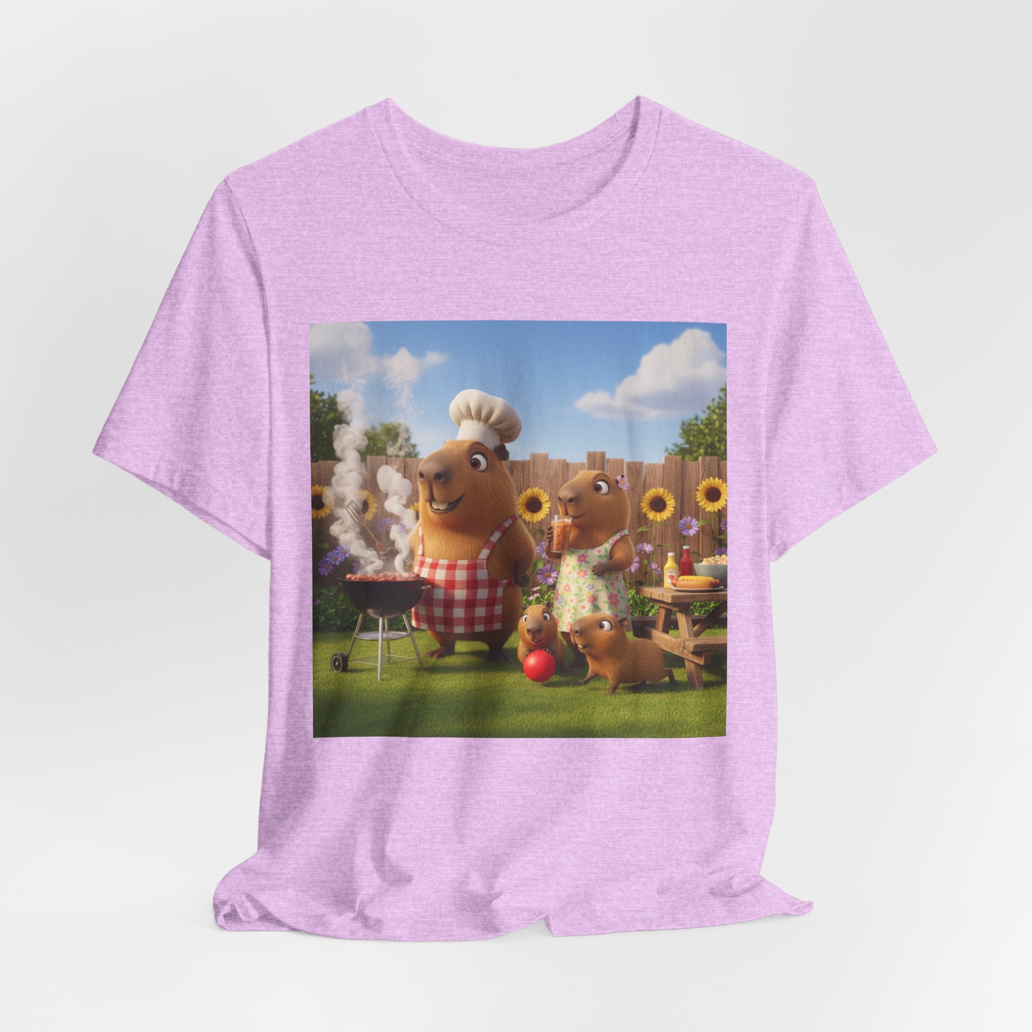 Capybara BBQ Cartoon T-Shirt — Cute Summer Picnic Graphic Tee