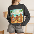 Capybara  Beach Crewneck Sweatshirt — Cute Tropical Capybaras Drinking Cocktails