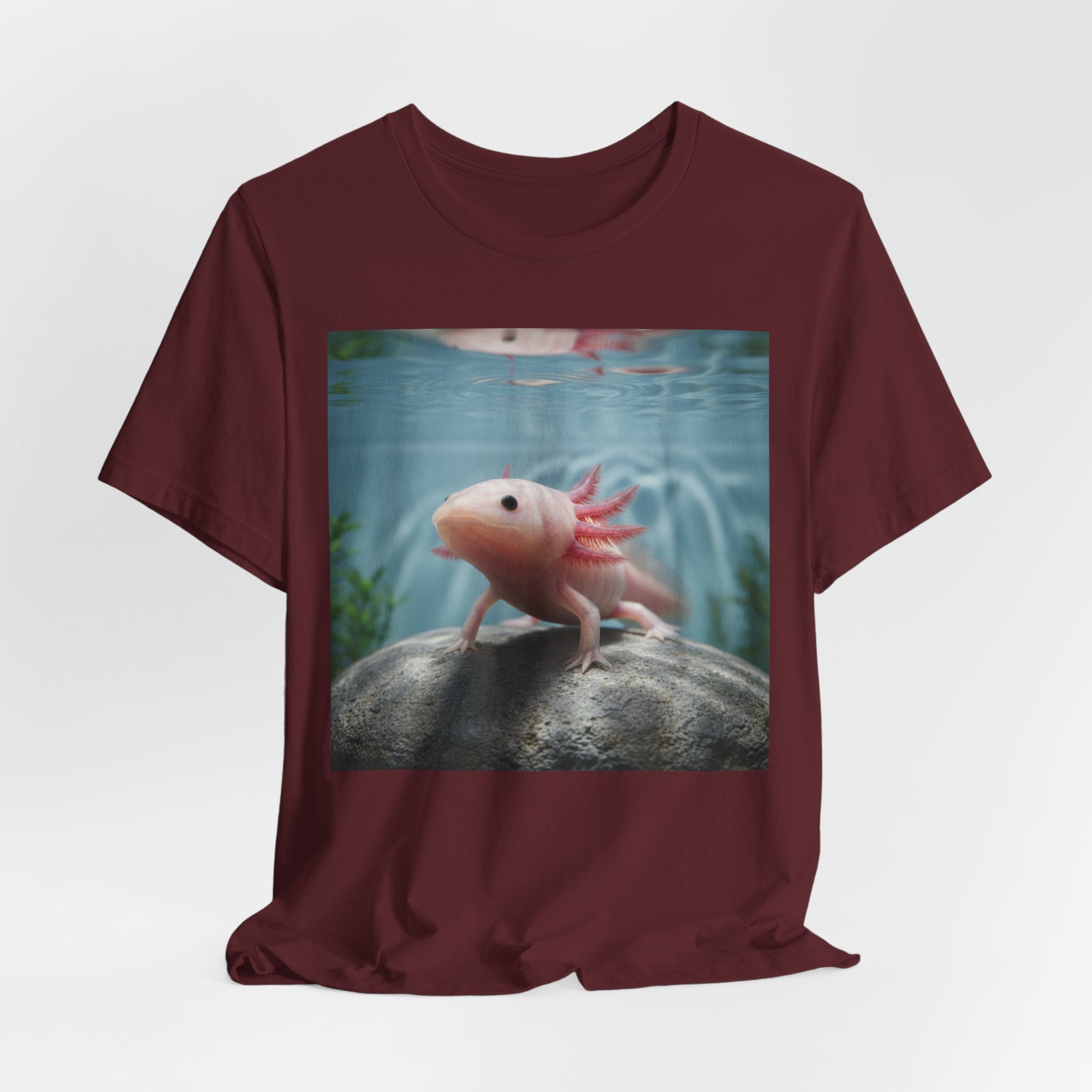 Axolotl Aquarium T‑Shirt — Cute Pink Axolotl Underwater Graphic Tee