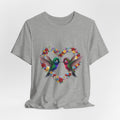 Hummingbird Heart Tee — Floral Love Birds Short Sleeve Shirt