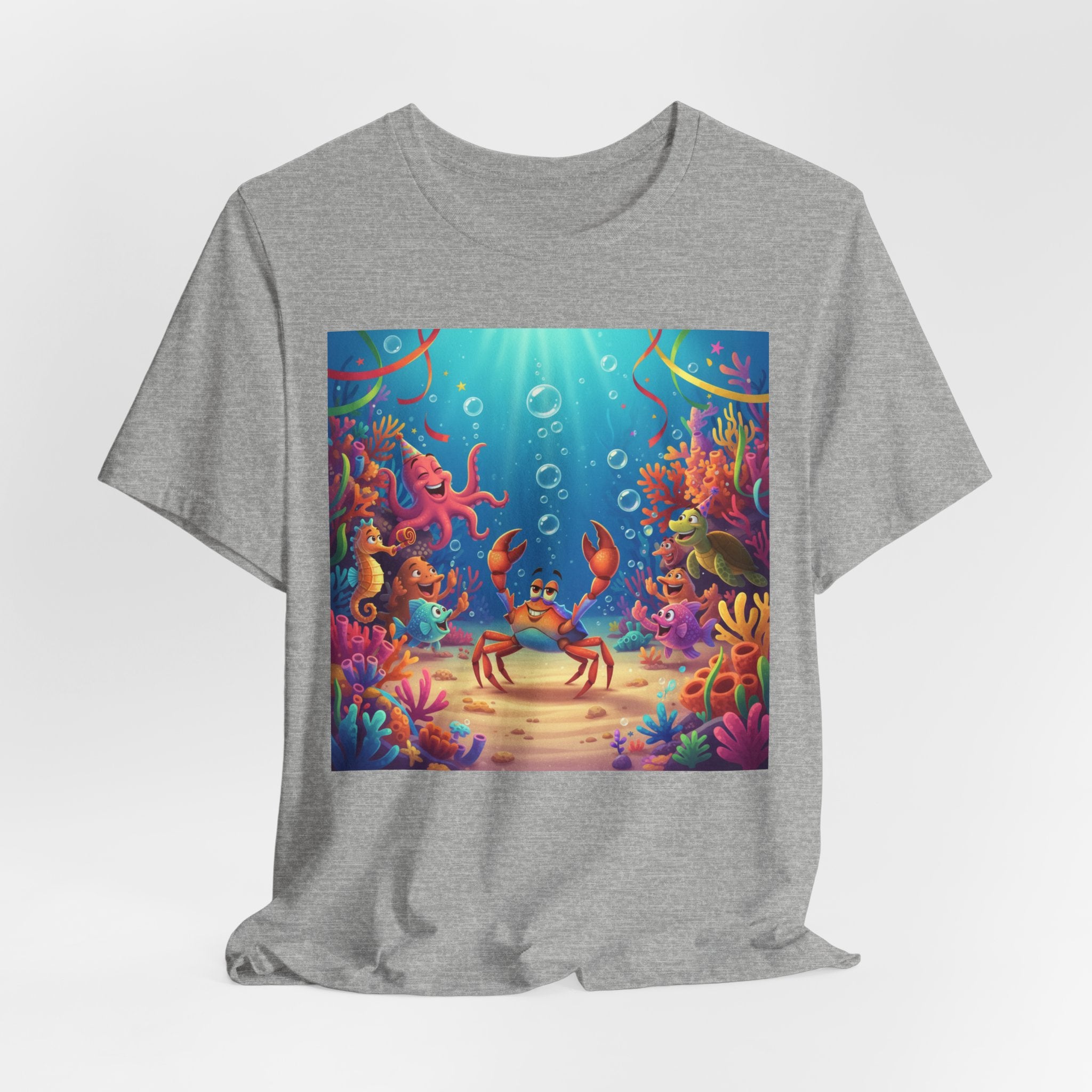 Sea Underwater Crab Cartoon T-Shirt — Colorful Ocean Life Kids Tee