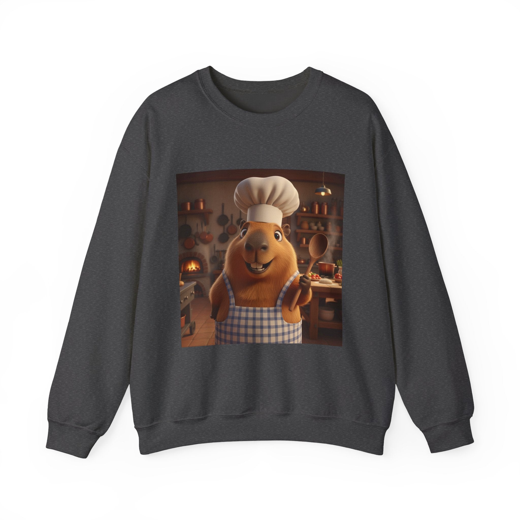 Capybara Chef Crewneck Sweatshirt — Cute Cartoon Capybara Chef Kitchen Pullover