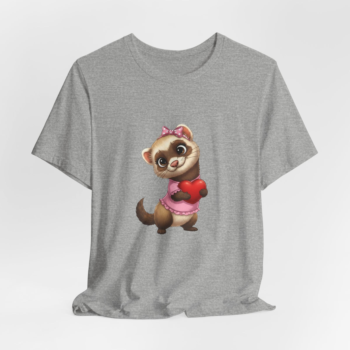 Ferret Holding Heart Tee — Valentine’s Day Kids & Women’s Graphic Shirt