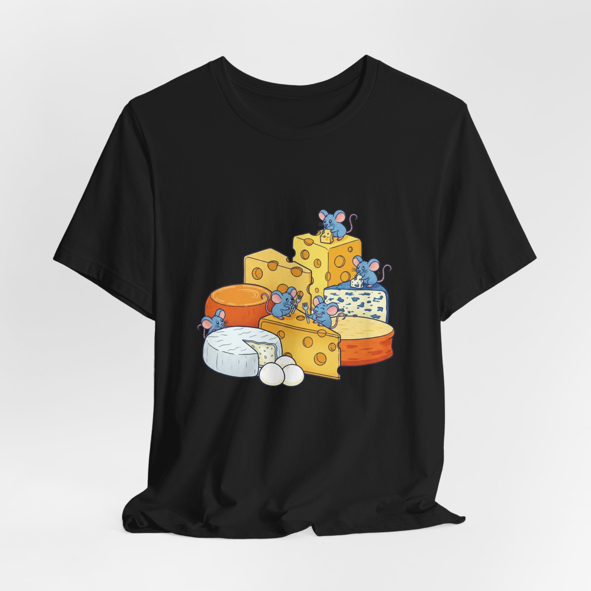 Cheese Platter T-Shirt — Cute Mice & Assorted Cheeses Tee