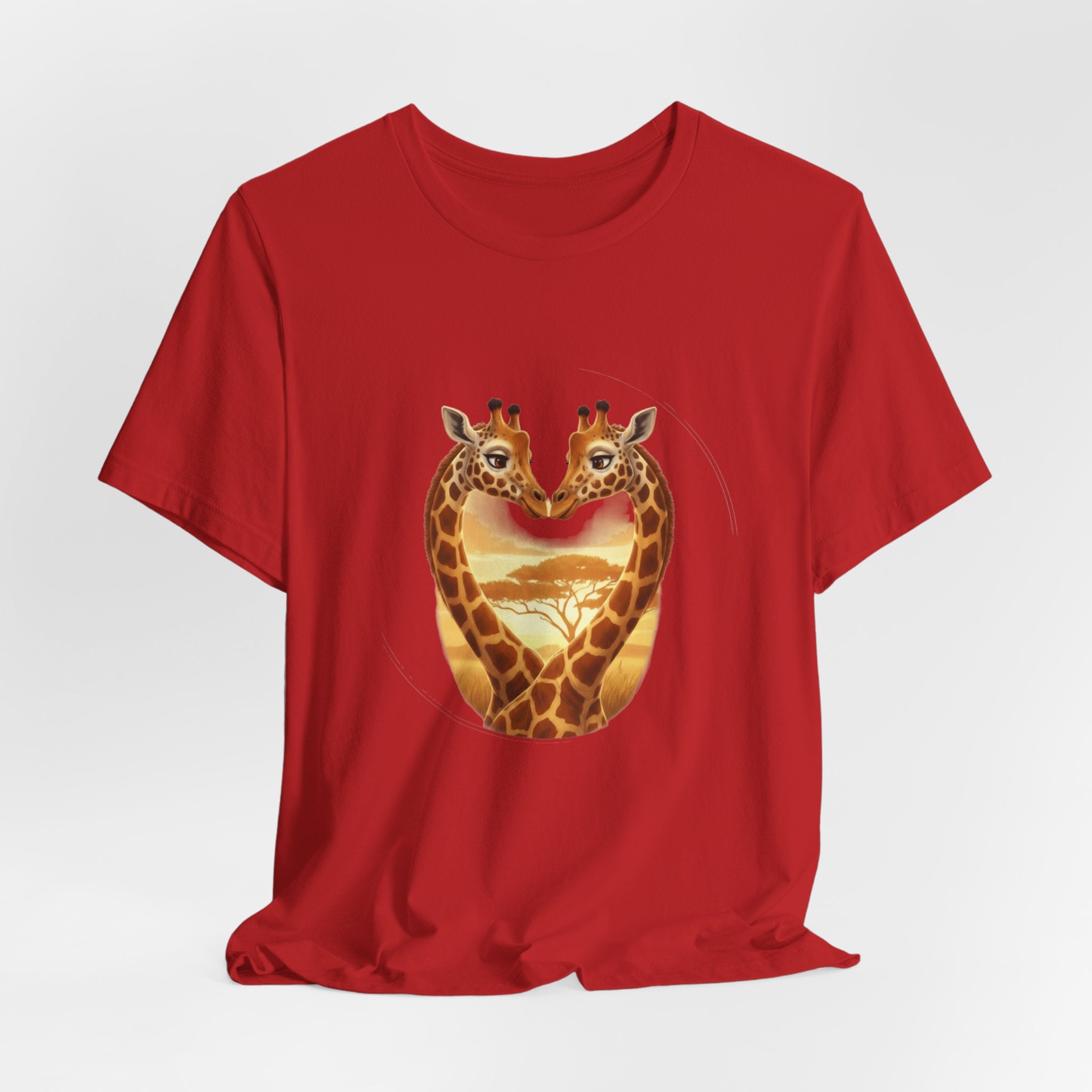 Giraffe Heart Tee — Sunset Safari Animal Graphic Shirt