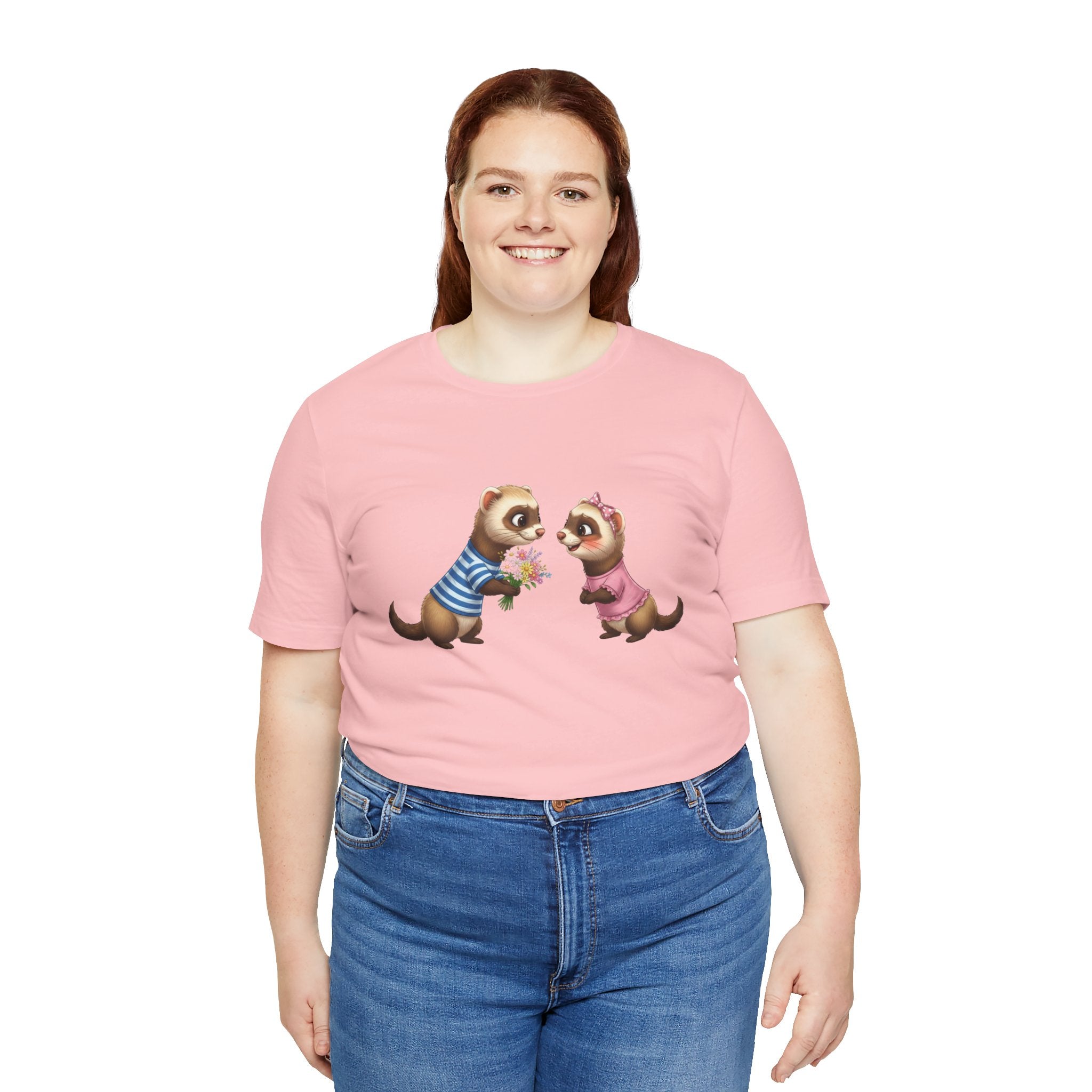 Ferret Couple Cute Graphic Tee — Romantic Animal T-Shirt