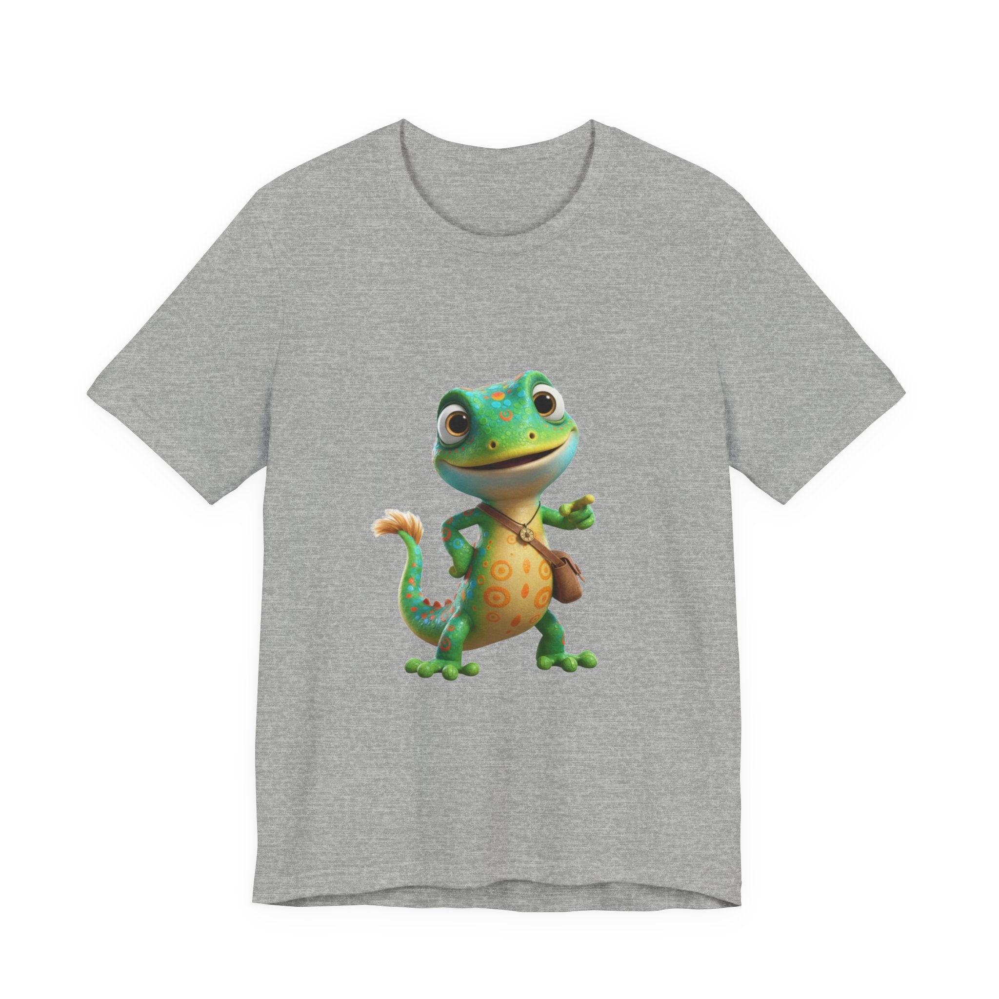 Cute Cartoon Gecko T‑Shirt — Friendly Green Lizard Graphic Tee