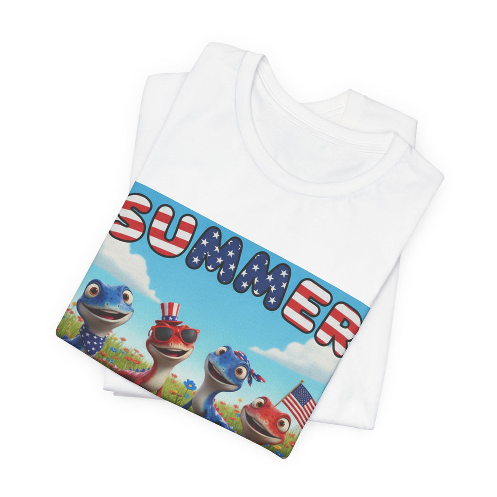 Lizard Meadow Family Summer Tee — Cute Patriotic Lizards Graphic T-Shirt