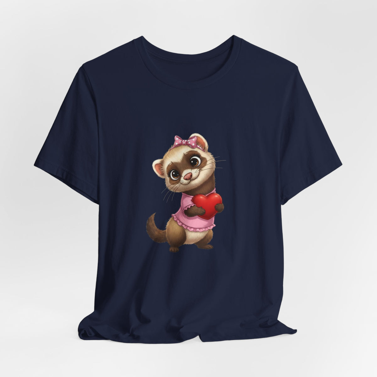 Ferret Holding Heart Tee — Valentine’s Day Kids & Women’s Graphic Shirt