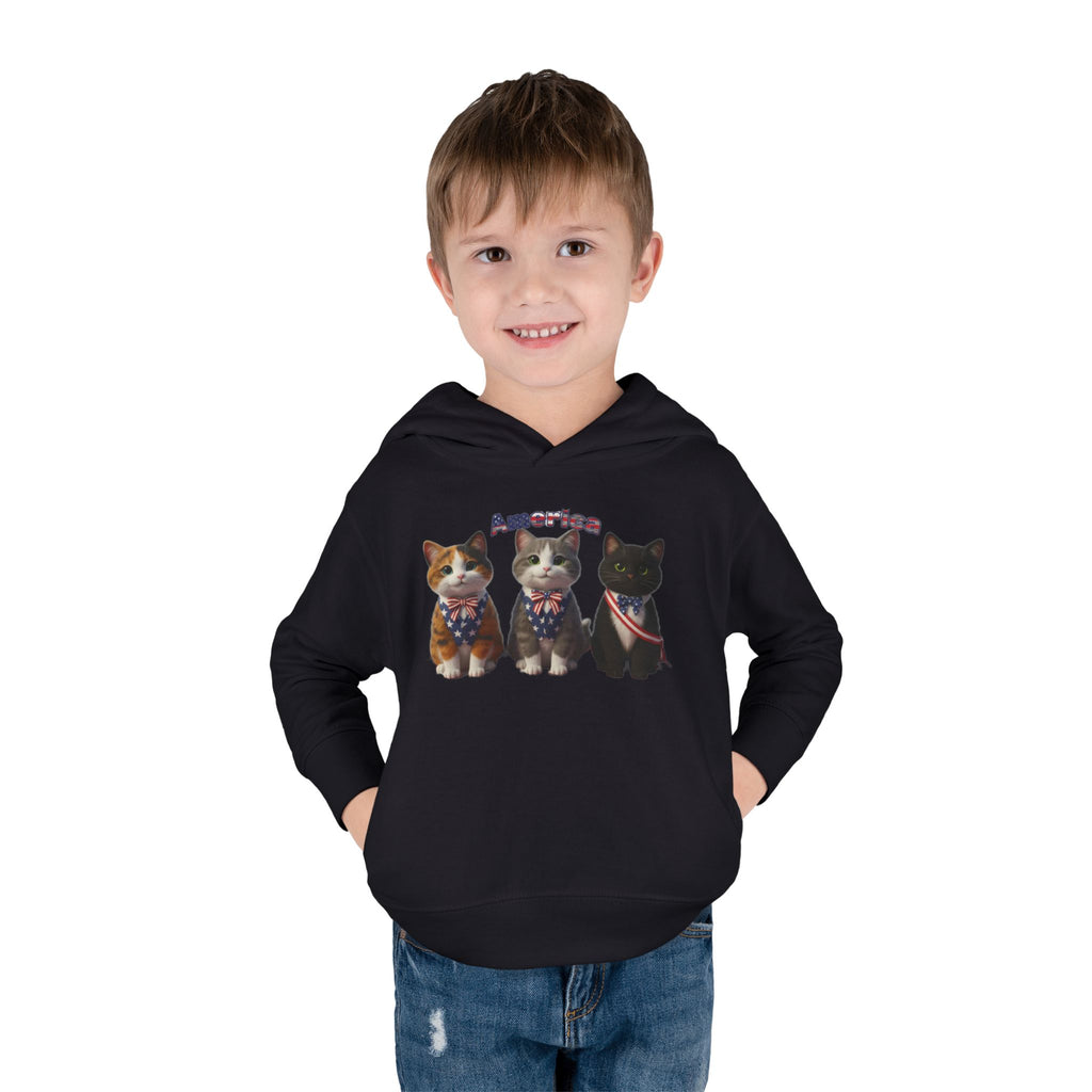 Kitties Toddler Hoodie — Patriotic Kittens "America" Fleece Pullover