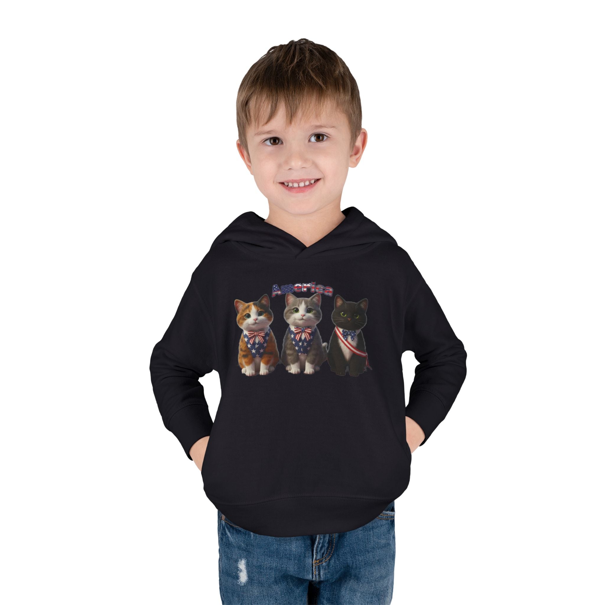 Kitties Toddler Hoodie — Patriotic Kittens "America" Fleece Pullover