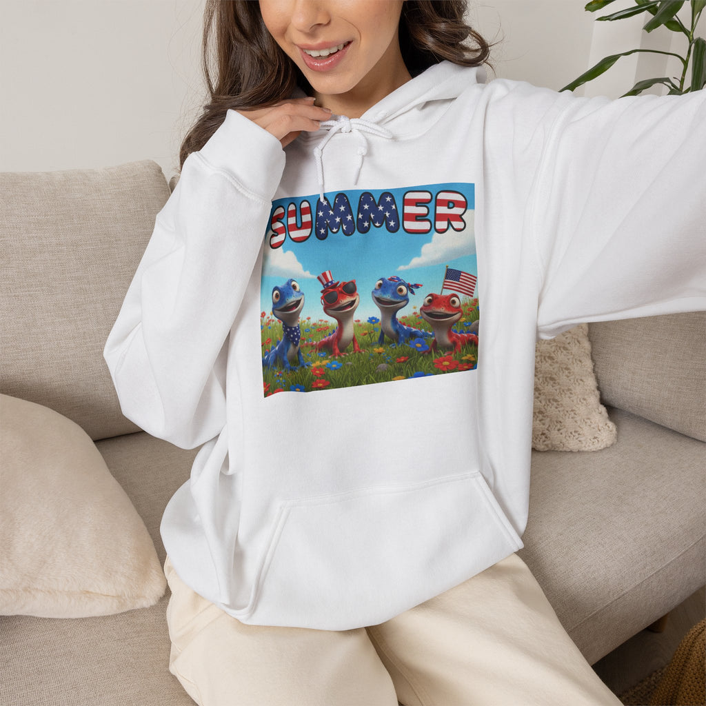 Lizard Family Summer Hoodie — Cute Colorful Summer Graphic Sweatshirt