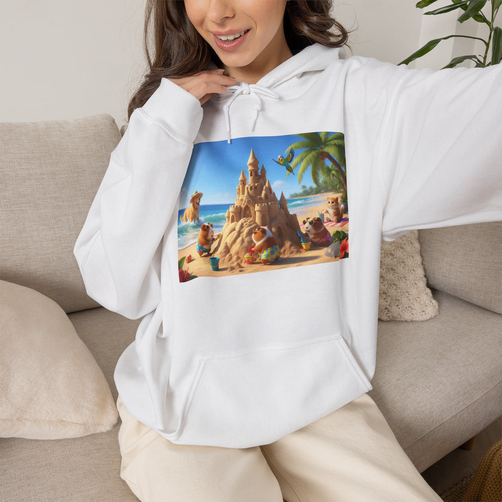 Guinea Pigs Summer — Beach Sandcastle Hoodie | Cute Guinea Pig Graphic Pullover